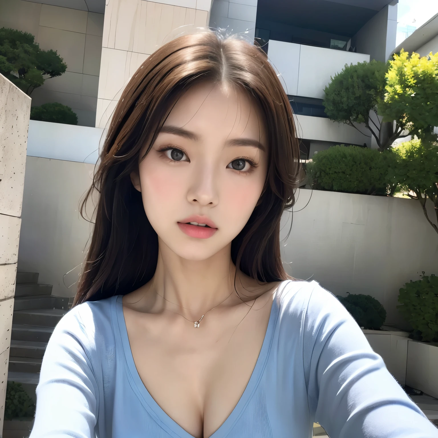 a close up of a woman in a blue shirt posing for a picture, beautiful south korean woman, korean girl, beautiful young korean woman, gorgeous young korean woman, korean woman, beautiful asian girl, chinese girl, asian girl, japanese model, young asian girl, beautiful asian woman, gorgeous chinese model, realistic young gravure idol, korean women's fashion model, asian features