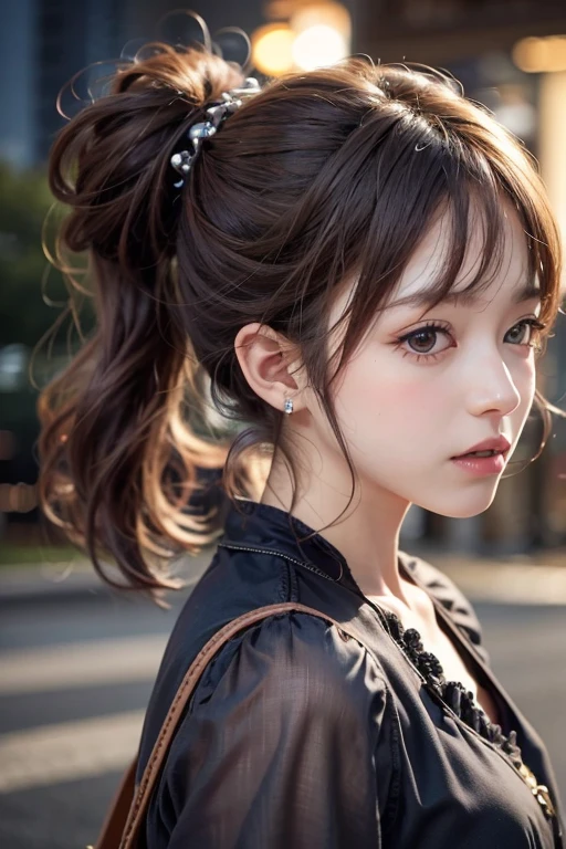 (Masterpiece), (Highest quality), {girl|woman}, looking at the audience, {day|nighttime}, {indoor|outdoor},
{Long, wavy, natural hair|hairy|Long, thick side bangs|curly hair|neat ponytail|Sophisticated pixie cut|High top knot with twisted braid|lots of updo|undercut}