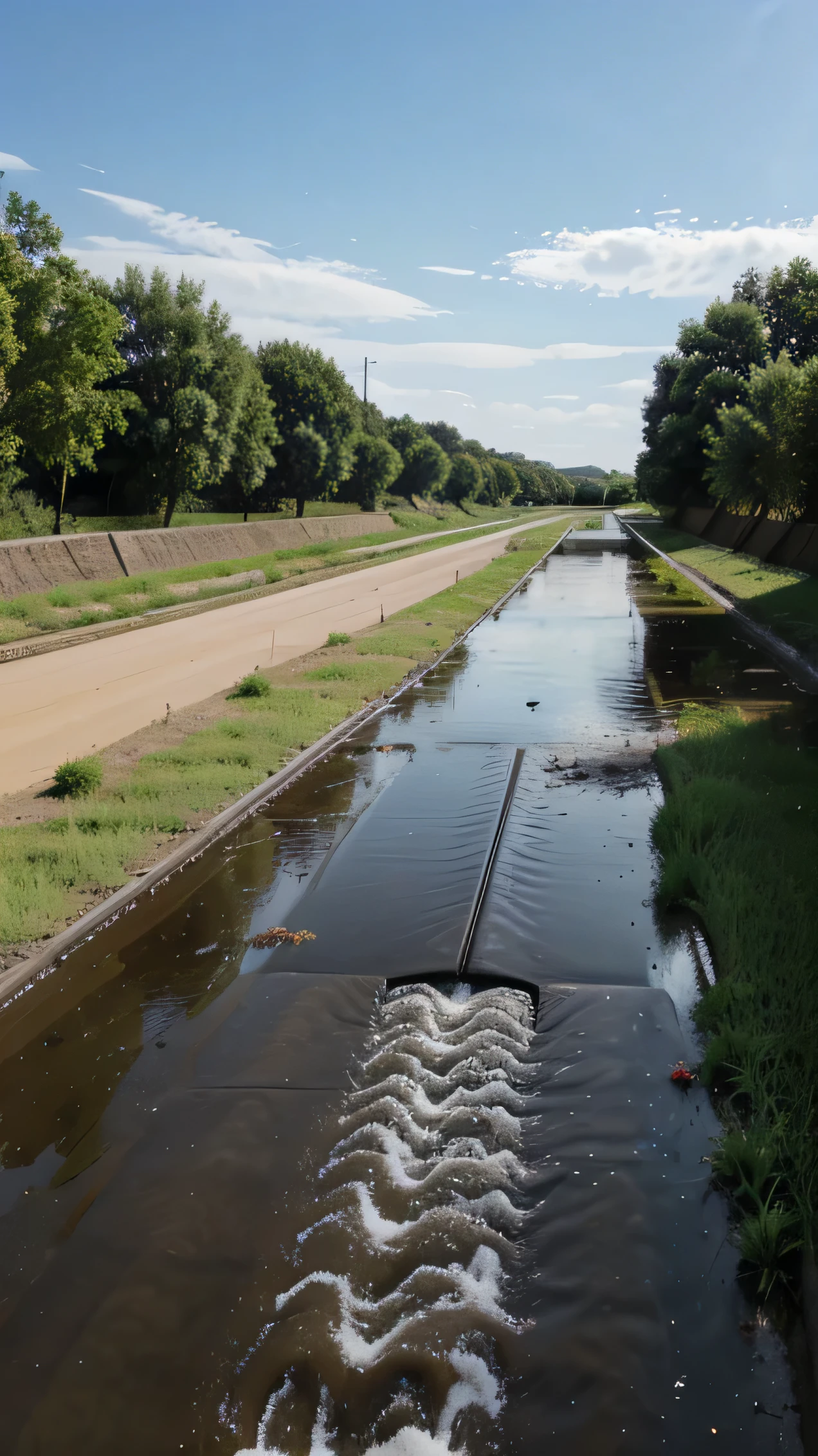 Irrigation canal and car track
