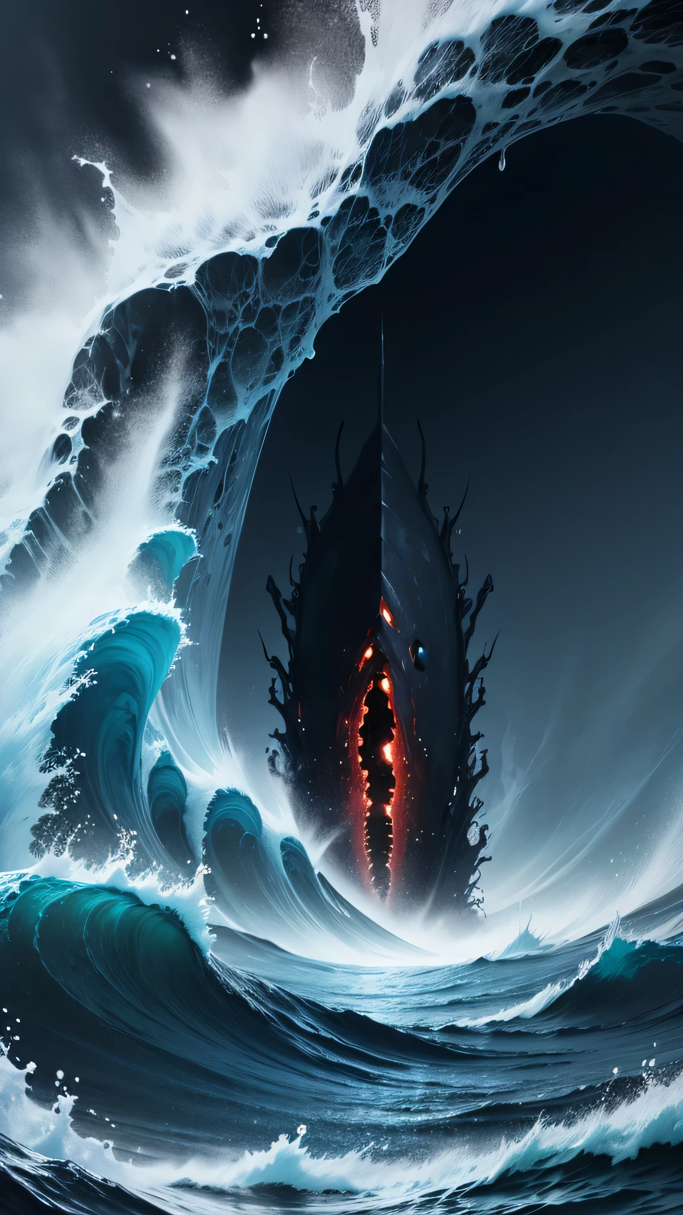 deep ocean, horror, no people, 8k, high quality
