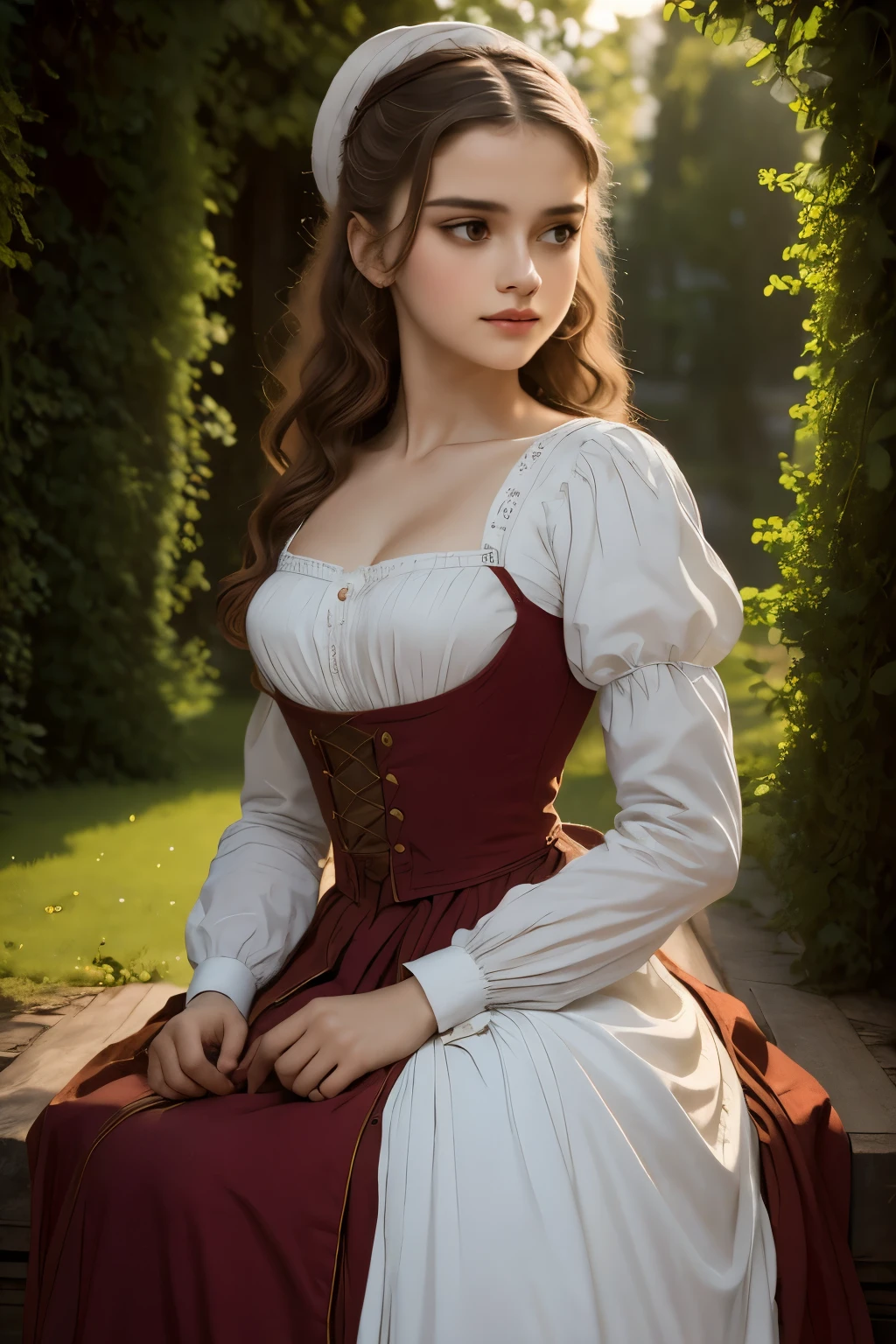 raw photo. Anna Karenina 22 years old, dressed in period clothing, Russia, 19th century AD, perspective, half body detail, sharp focus, slight blending, detail, feeling like it's medieval, (high skin detail: 1,2), 8k uhd, dslr, soft light, high quality, Fujifilm XT3 grainy films.