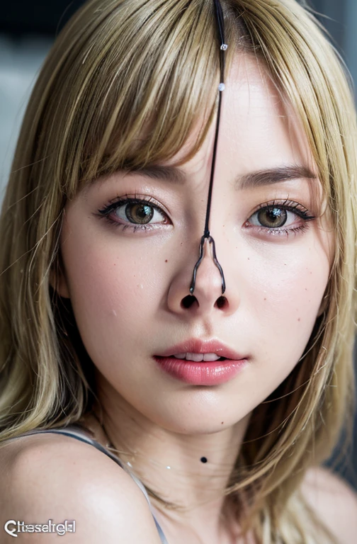 Fashion trendy beautiful and attractive woman, ,(Highest quality realistic textured skins:1.4), fine eyes, detailed face,, nose and mouth,face focus, Super close up of face gentle and charming Chinese beautiful woman, delicate and sexy clavicle, attractive oval face, double eyelid, pink lips, small nose, bare shoulders, focus on face, close up of face, ultra high resolution, Super detailed, full body photo, Ultra thin and transparent, fresh and good,cinematic lighting,rim light,((Completely naked)),(((nsfw))),(((Eyelids close))),(((eyes close))),((Blonde Hair Color))
