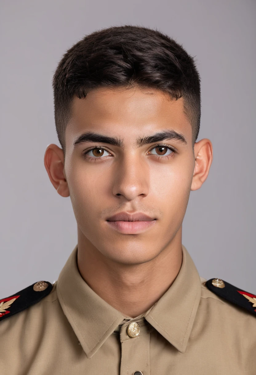 dmodelmodel, , adolescente, retrato, da frente, traje dia a dia, pele natural, pensativo, corte de cabelo militar, , estudio de fotografia profissional, 8k, full hd