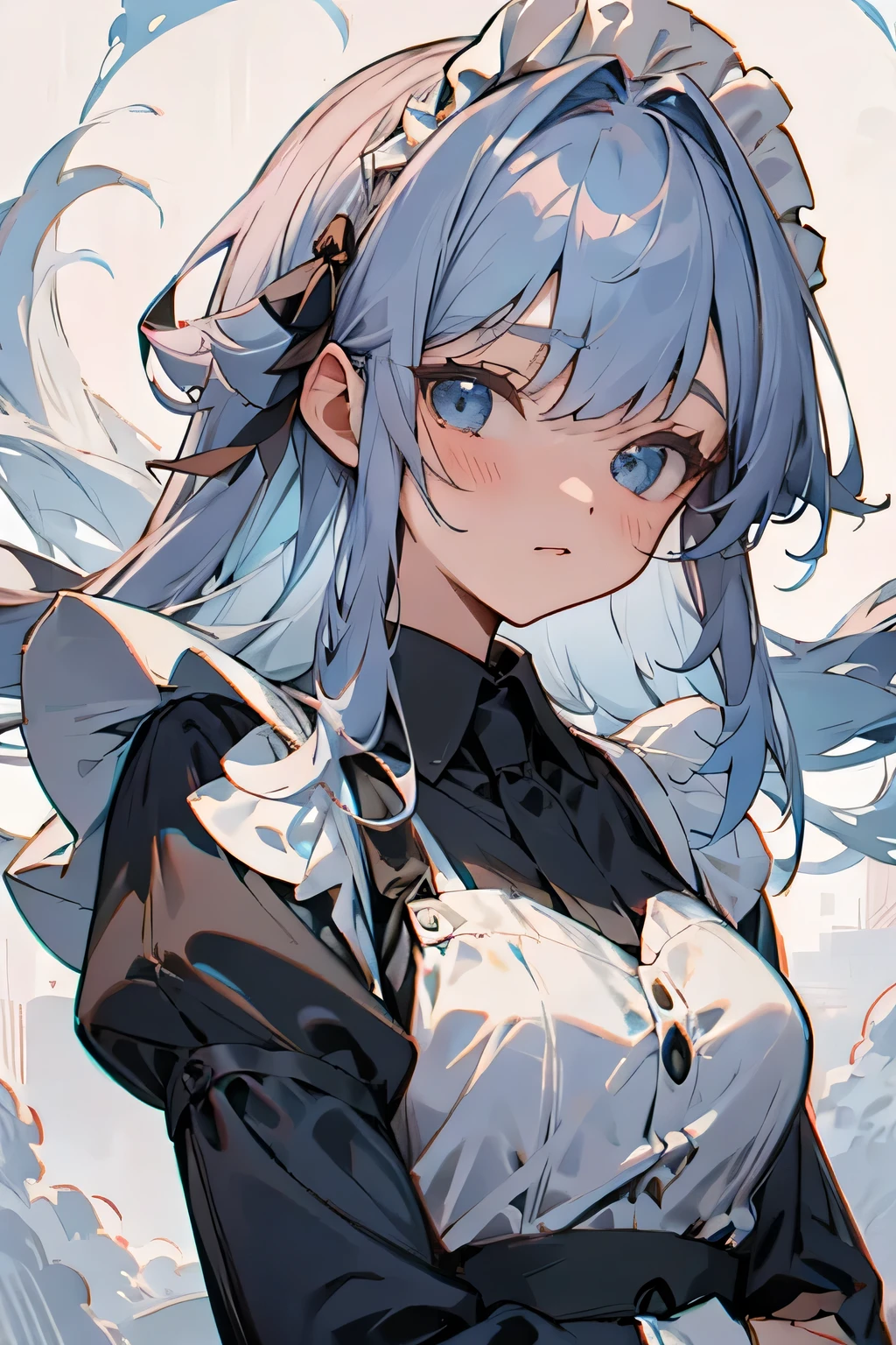 Maid with light blue hair