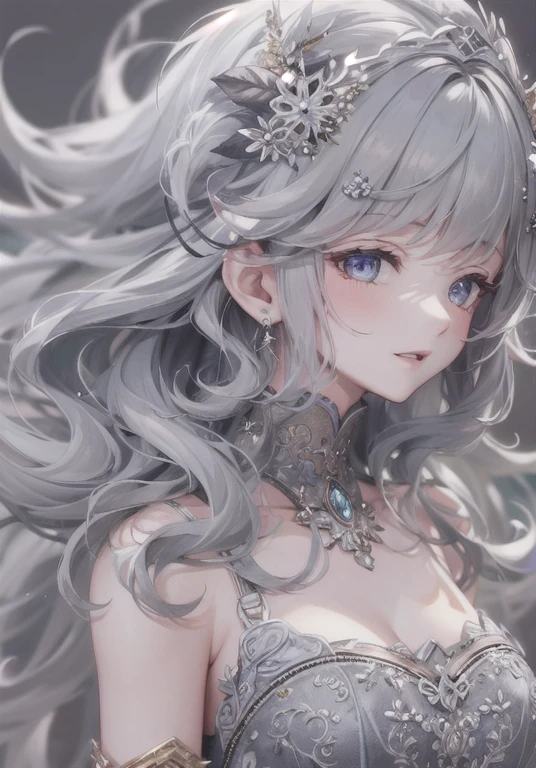 masterpiece, highest quality, Super detailed, figure,, 1 girl, gray hair,