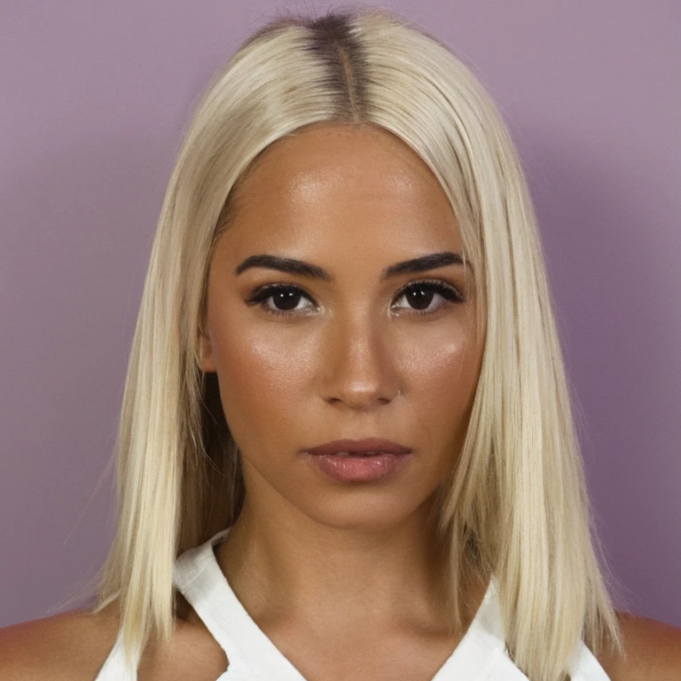 light skin latina, perfect tits, platinum blonde hair, mugshot