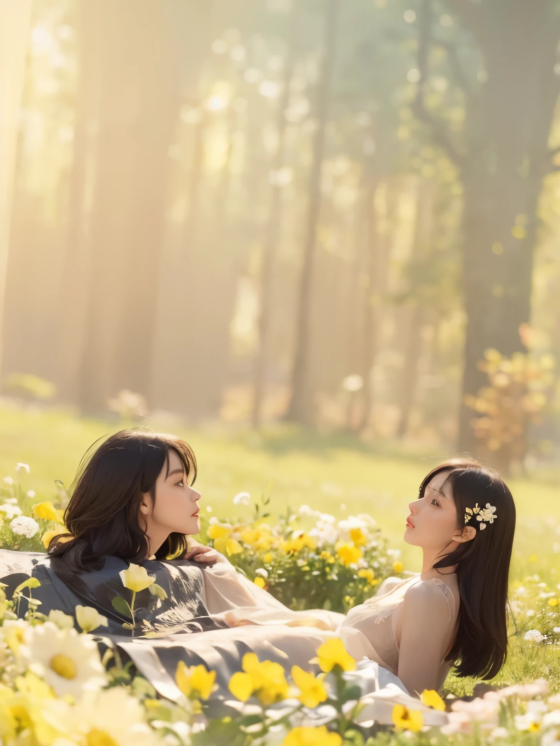 (Best quality, 8k, 32k, Masterpiece, UHD:1.2) "Generate a captivating artwork featuring a young Japanese girl model with short, sleek black hair styled in a chic bob haircut. Envision her bathed in dramatic cinematic lighting, creating an atmosphere of allure and mystery. Emphasize a romantic aesthetic vibe, showcasing the model in a poised and elegant pose that evokes a sense of intimacy and sophistication. Utilize warm and soft tones to enhance the romantic ambiance, and consider incorporating elements like flowing fabrics or flowers to add a touch of ethereal beauty. Capture the essence of romance and beauty through the model's expression, the play of light and shadows, and the overall aesthetic, creating a visually compelling and emotionally resonant piece." (perfect eyes), flawless skin, flawless face, cinematic, tight body, ((well-proportion female hands)), ((female hands with five digits)) ((Body is well proportioned)), ((chic bob haircut)), soft focus ((Short Black Hair)), ((flowers))