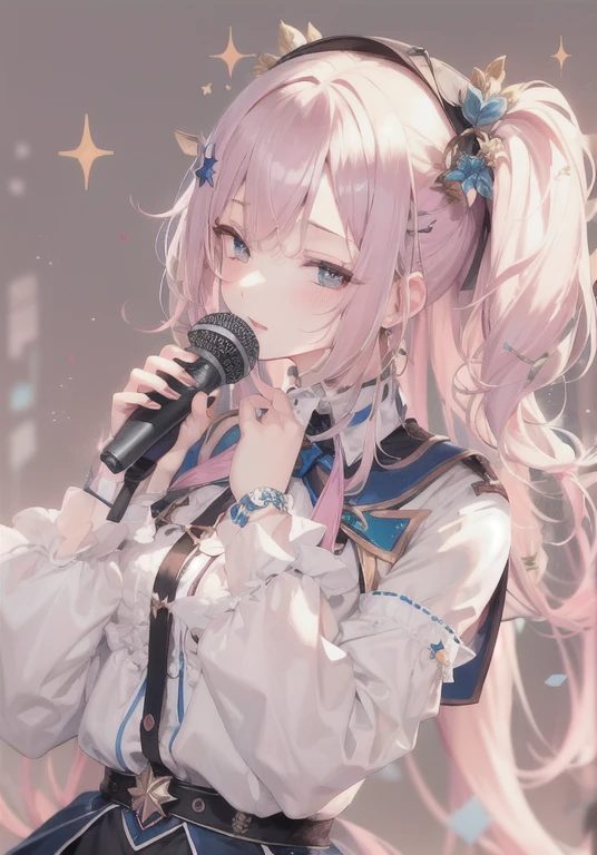 Alice Synthesis Thirty, star, sing, perfect face, beautiful proportions, Hold the microphone to your mouth, one person