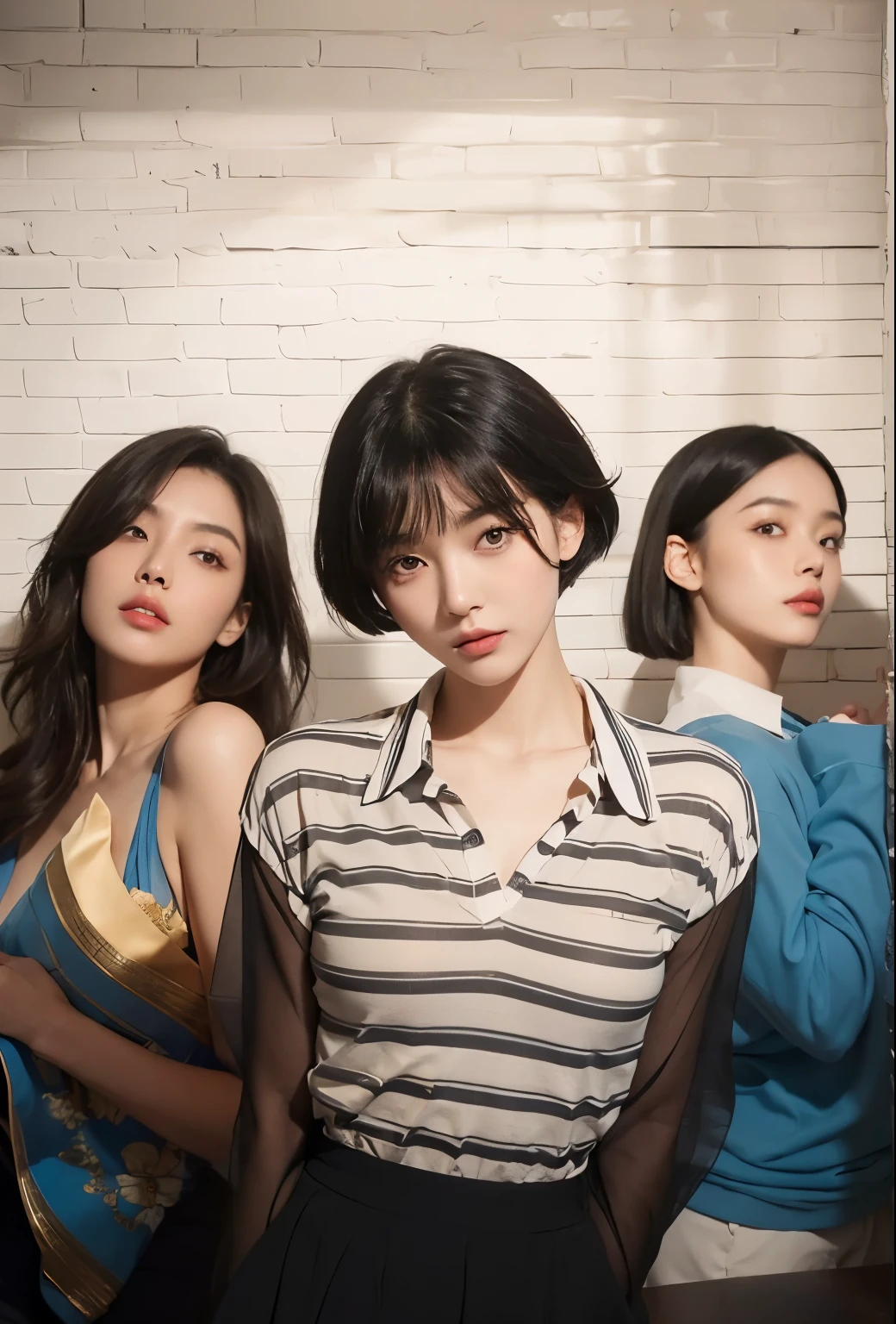 (Best quality, 8k, 32k, Masterpiece, UHD:1.2) "Generate a captivating artwork featuring a young Japanese girl model with short, sleek black hair styled in a chic bob haircut. Envision her bathed in dramatic cinematic lighting, creating an atmosphere of allure and mystery. Emphasize a romantic aesthetic vibe, showcasing the model in a poised and elegant pose that evokes a sense of intimacy and sophistication. Utilize warm and soft tones to enhance the romantic ambiance, and consider incorporating elements like flowing fabrics or flowers to add a touch of ethereal beauty. Capture the essence of romance and beauty through the model's expression, the play of light and shadows, and the overall aesthetic, creating a visually compelling and emotionally resonant piece." (perfect eyes), flawless skin, flawless face, cinematic, tight body, ((well-proportion female hands)), ((female hands with five digits)) ((Body is well proportioned)), ((chic bob haircut)), soft focus ((Short Black Hair)),