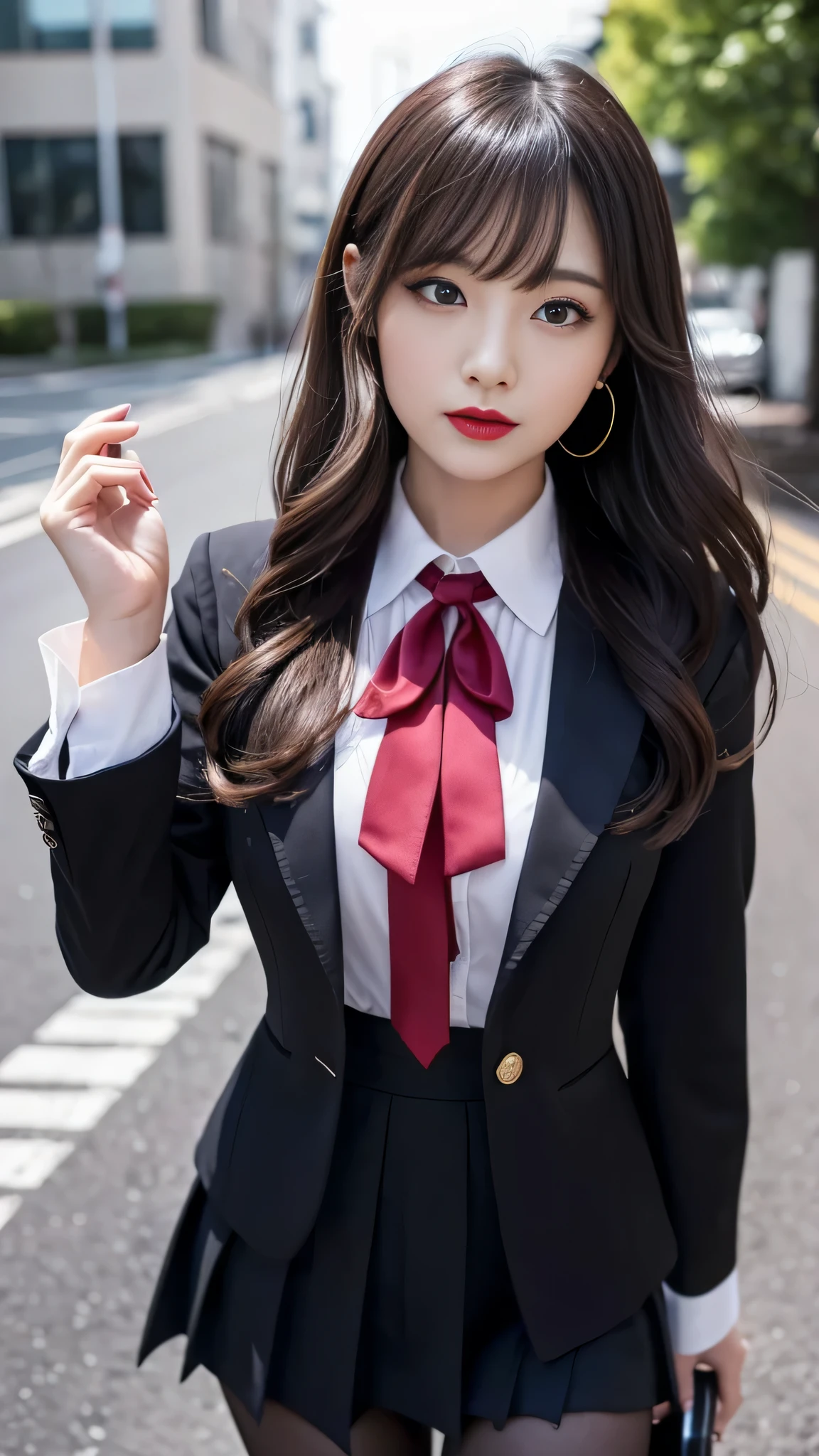 tra-detailed、2girls、Japanese、attractive beauty、seductive adult woman、pretty woman、piercing eyes、cool girl、wavy hair、swept bangs、suit、Jacket、blouse、ribbon、Tight Skirt、pantyhose、beautiful feet、Evil cadres、evil depravity、brainwash、mind control、lipstick、lip gloss、dark makeup、smirk、whisper in your ear、Evil expression、evil、hollow eyes,half-closed eyes、empty eyes、evil、church at night、vampire、succubus、vampire、Swear allegiance、stand