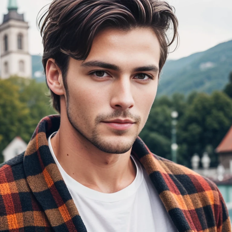 beautiful german man focus on face