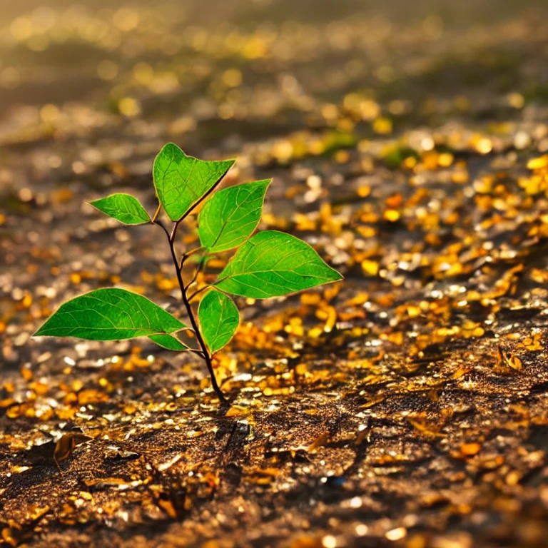 leaf, sun rays, mistic aura, epic vibe, natural, lonely, minimalistic, icon, simple