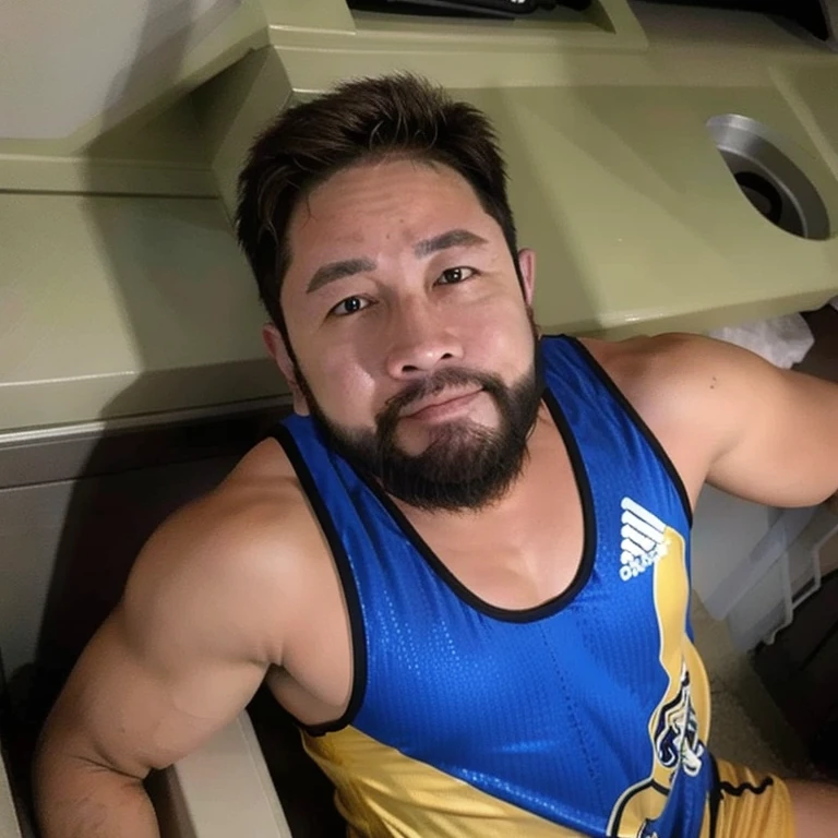 (masterpiece, best quality:1.2), closeup of face, ((clear facial features)), sitting on a sofa, wearing sleeveless shirt and short pants