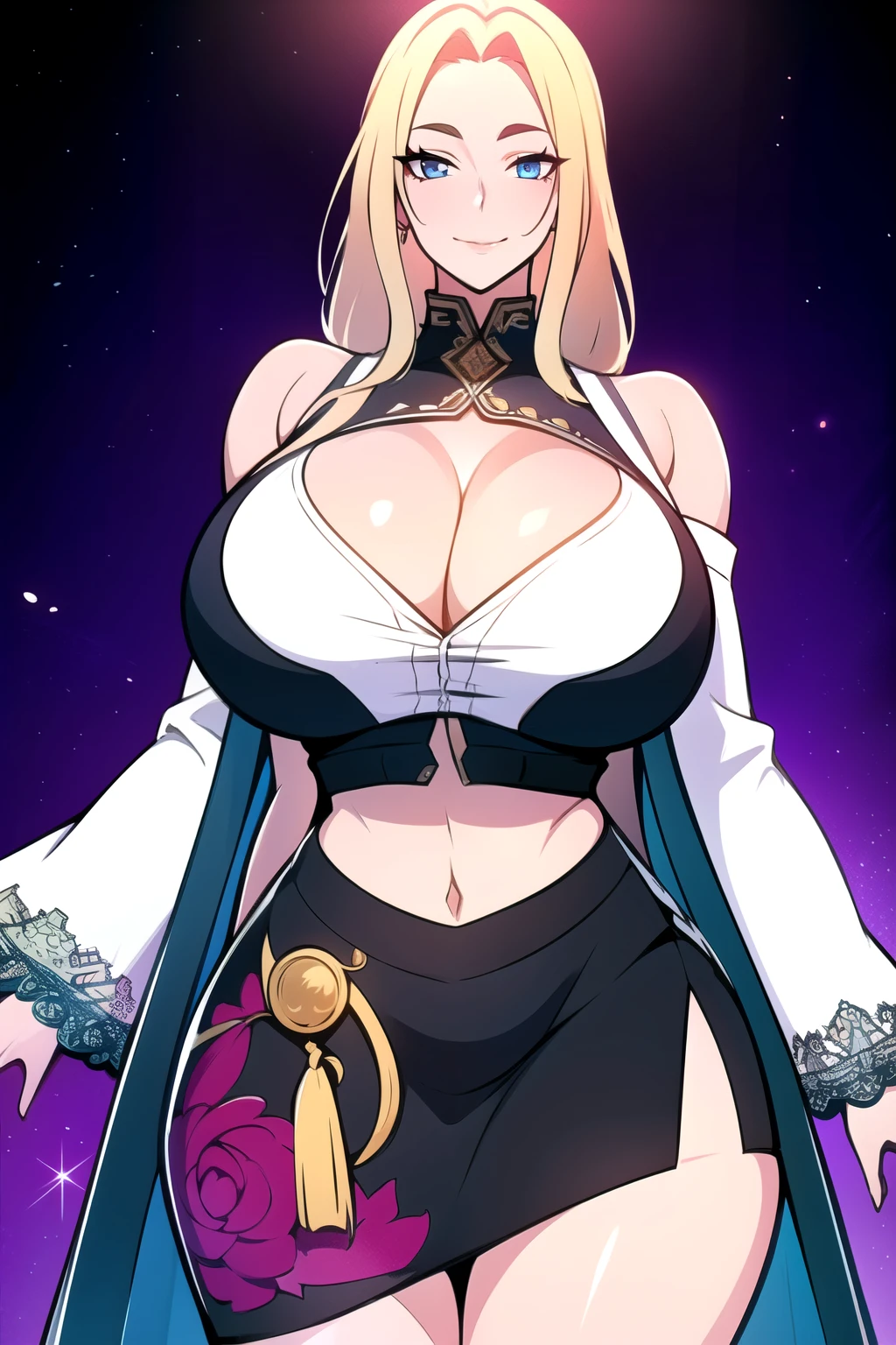 ultra realistic 8k cg, masterpiece, (( intricate detail, highly detailed, fine details best quality, hyperdetailed face)), gigantic ,beautiful lighting, absurdres, BoaHancockV2, 1girl, solo, blond hair, long hair, jewelry, closed mouth, ), (arabian dancer outfit, cleavagshoulders, curvy, midriff, curvy, thighs, shiny clothes), blue eyes, (complex detailed background, inside, arabian castle), ((cowboy shot)), curvy, (gigantic breasts: 1.1), ve smile, cowboy shot,