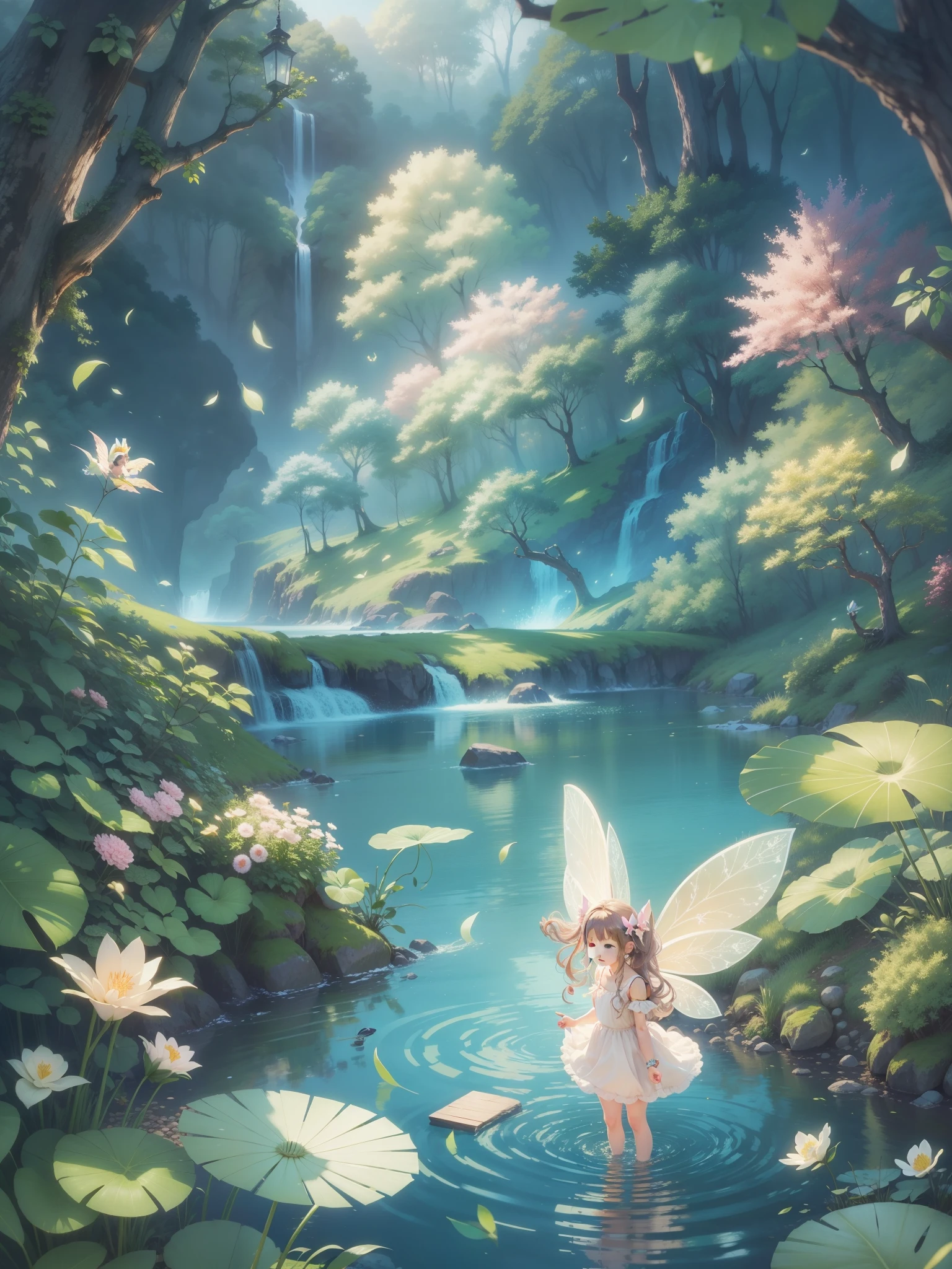 Cute Fairy、forest、lake、breeze