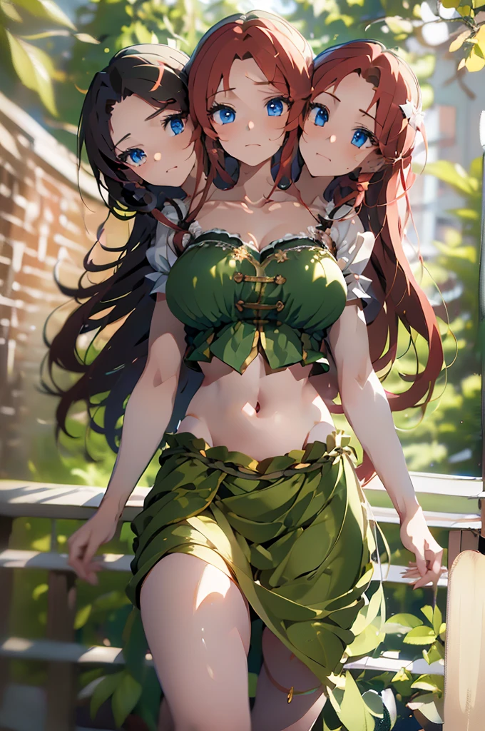 (masterpiece, best quality),best quality, (ultra-detailed), (3heads:1.5), 1girl, (ultra-detailed), (3heads:1.5), 1girl, (hong meiling:1.3), masterpiece, (best quality:1.5, highres, UHD), highres, absurdo, ultra detail, ultra quality, Ultra resolution, green top, crop top, ((stomach)), midriff, ((groin)), green skirt, miniskirt, normal ears, shackles, red hair, very long hair, wavy hair, sidelocks, blue eyes, parted lips, midriff, sweat, cute, toned belly, hand on own chest, eyelashes, (24 year old woman:1.3), (masterpiece:1.5), (best quality:1.5), (beautiful detailed), extremely detailed CG, extremely delicate and beautiful, depth of field, (finely detailed face), (perfect details:1.2), (mature female:1.3), wide pelvis, slender, large veiny breast, 16k resolution, high quality, high definition, extremely detailed, masterpiece, red hair, long hair, alluring presence, twin braid, short skirt, close up, big , young, striped, green beret, hair ornament, chinese clothes, star hat ornament, open belly, nsfw,