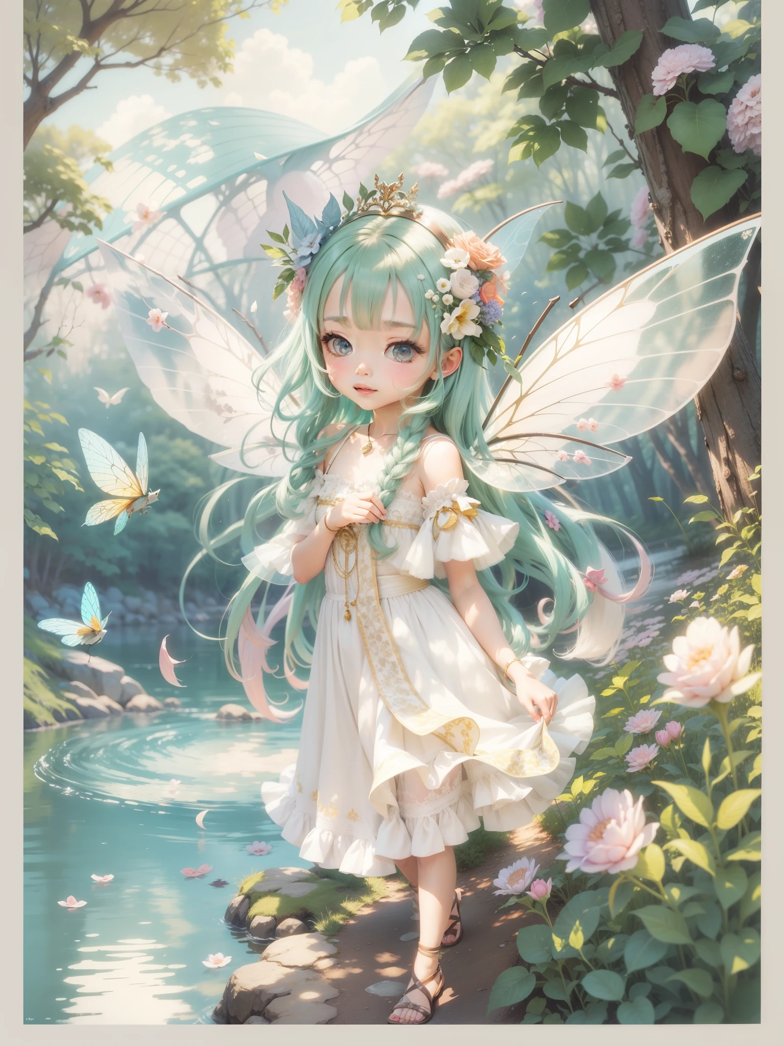 Cute Fairy、forest、lake、breeze