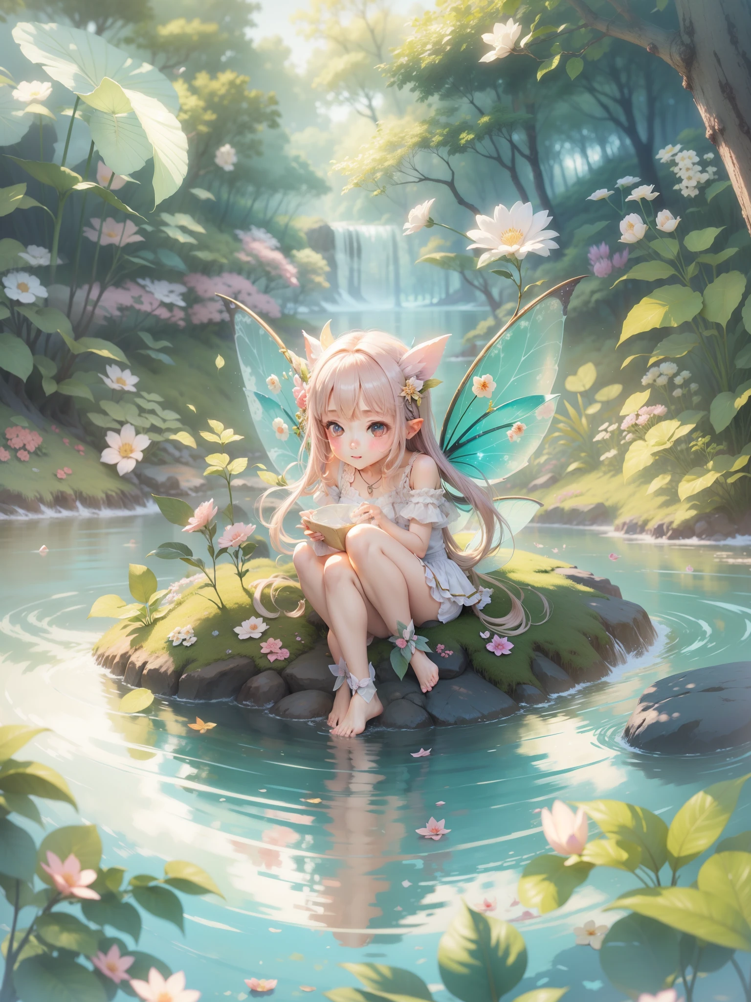 Cute Fairy、forest、lake、breeze