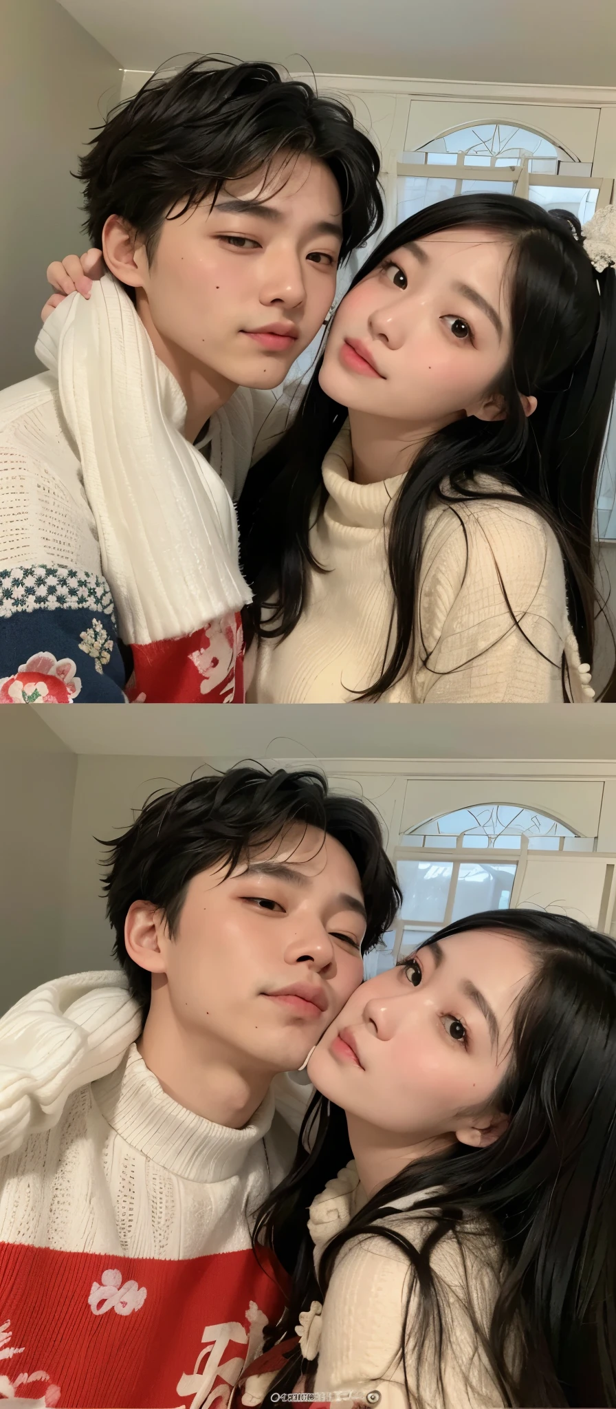 un par de personas posando juntas para una foto, my God, kimi takemura, Kissing us together beautifully, ruan jia and fenghua zhong, weibo, 😭 🤮 💕 🎀, con el mismo peinado, pareja adorable, con cara linda - fina, crecimiento de una pareja, Photoshoot, oooh, 😭 🤧 💔, sha xi