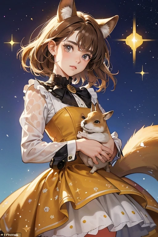Carrie is a golden-colored kangaroo. She has black eyes with blue eyelids, a black nose, and a tuft of brown hair on her head. Prior to New Horizons, she wore a toad-print dress. She currently wears the similar simple-dots dress. Like all female kangaroos, she has a joey in her pouch that is identical to her and mirrors her moods. SPARKLE; GLITTER