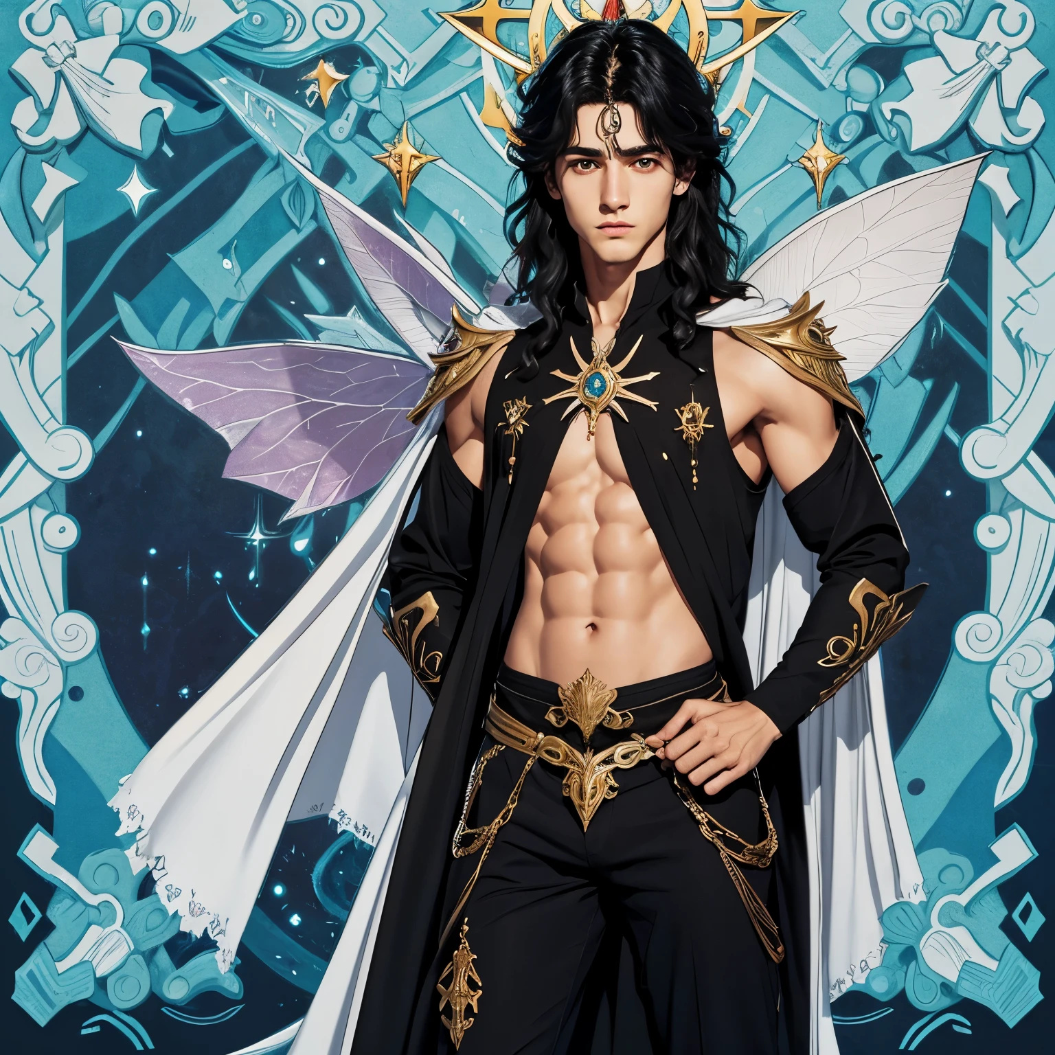 Ficha del Personaje:
Nombre: Luzbell
Raza: Hada
Edad: Approximately 23 years old Physical appearance: Joven hada de estilo twink, cabello largo y rubio, ojos grises. Su cuerpo es musculoso y elongado, with an androgynous appearance. He is taller than the average fairy.