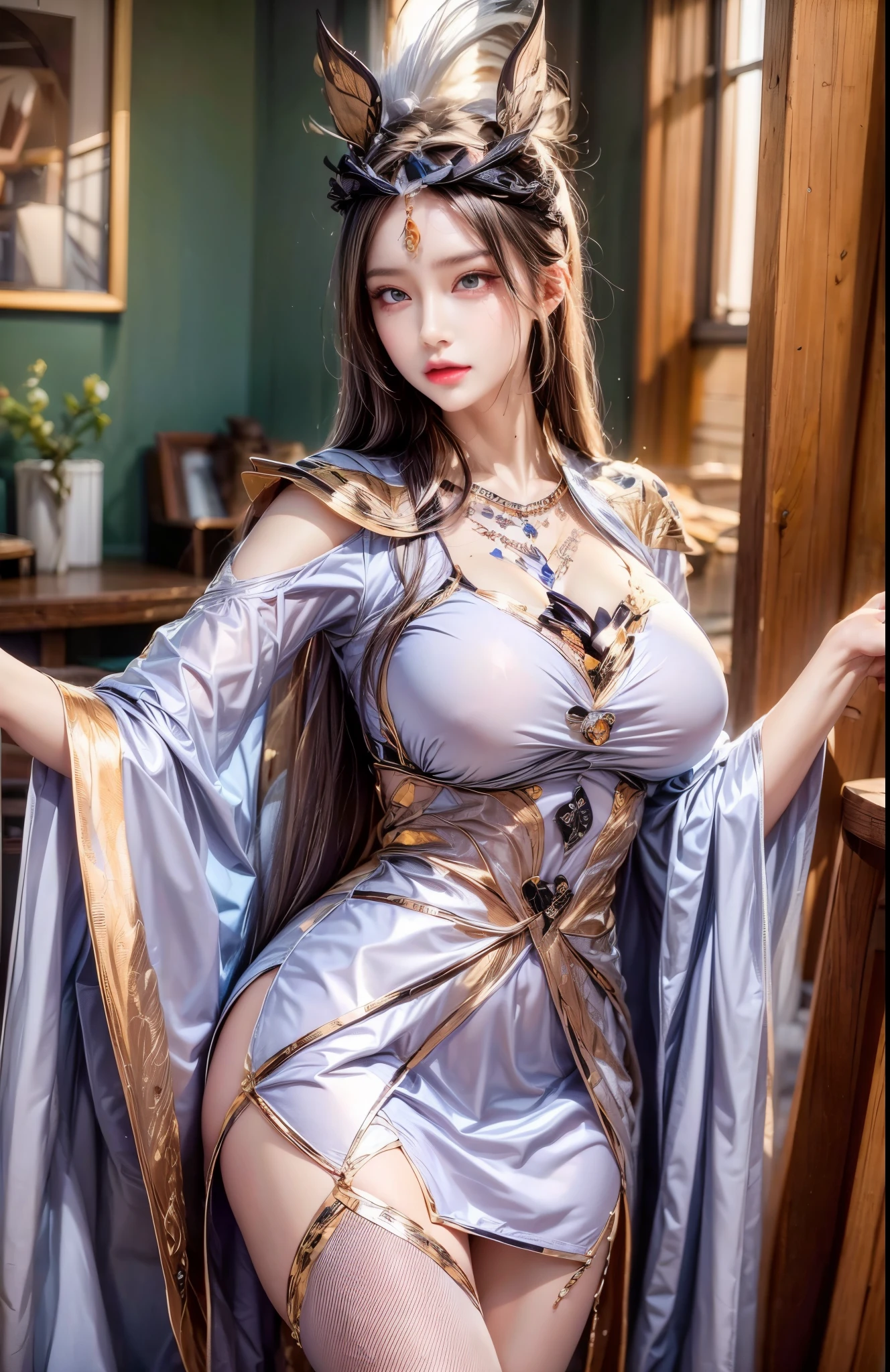 realistic, 1gril, per HD, 12k, wearing Allstars shoes, slim body, rather big body, six pack body, big round breasts, no clothes, beautiful breasts, looking at the camera, sitting on the sofa, long black hair, facial details, detailed person, body details, clothing details, hair details, body details, body details, breast details, vagina details, clothes, eye details, sweat details, water details, pose (knees bent and legs wide apart) whole body