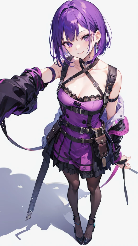 league of legend female character, hyper league of legend art style, void magic student, ((cloak, mini skirt, badge, hand glove, belt, armlet, scarf)), ((colorful twintails, colorful pupil, stripe make up, perfect body shape)), (evil aura, vine effect), (masterpieces, fantasy world, hyper resolution), library background, breast expose, nipple, smirk face, ((costume design blueprint))