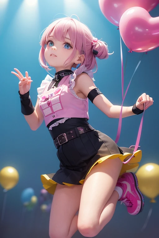 a  ************ girl holdoing a lot of balloons, full body, stomp balloon, 