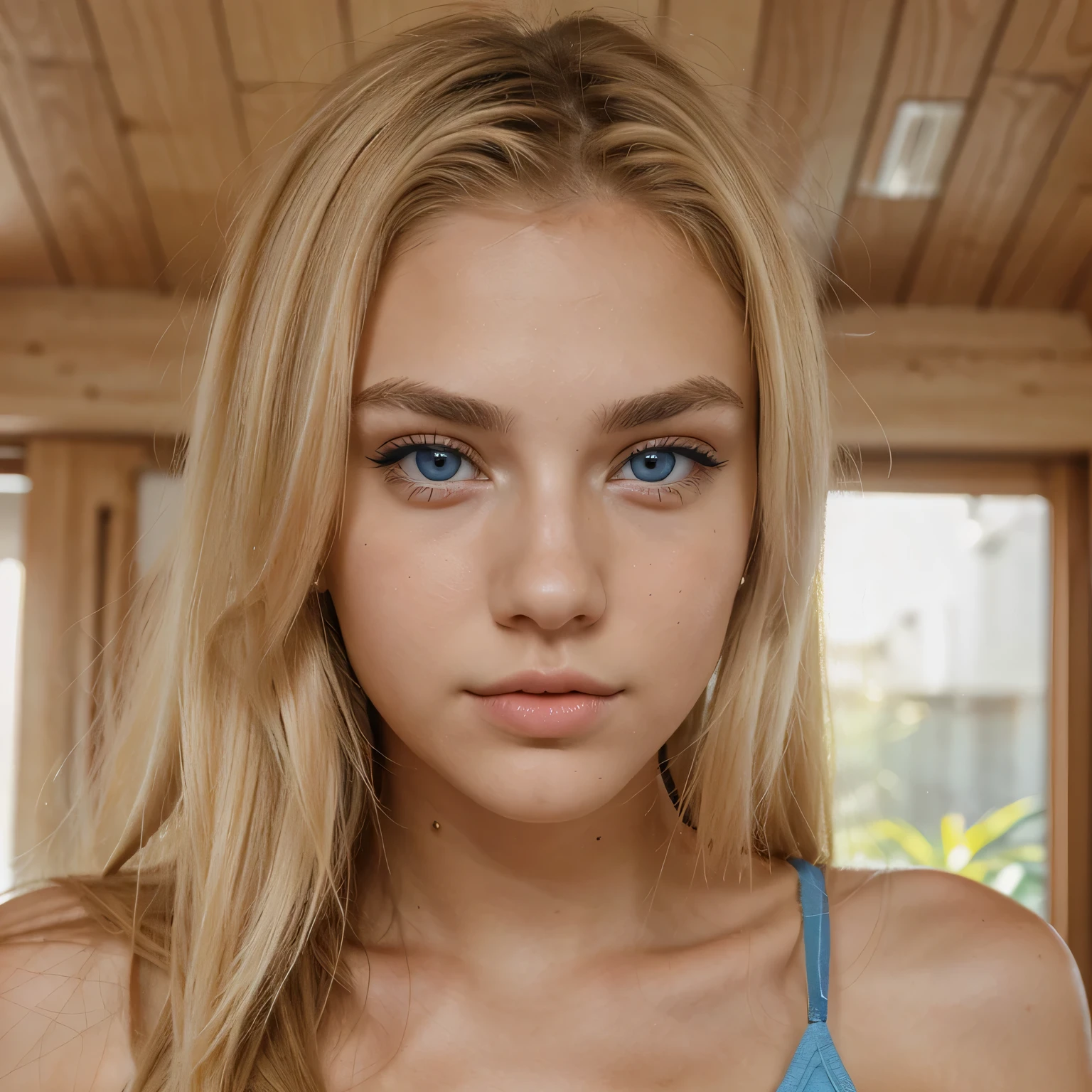 A very pretty and attractive blonde 25 years old with blue eyes. very realistic.
