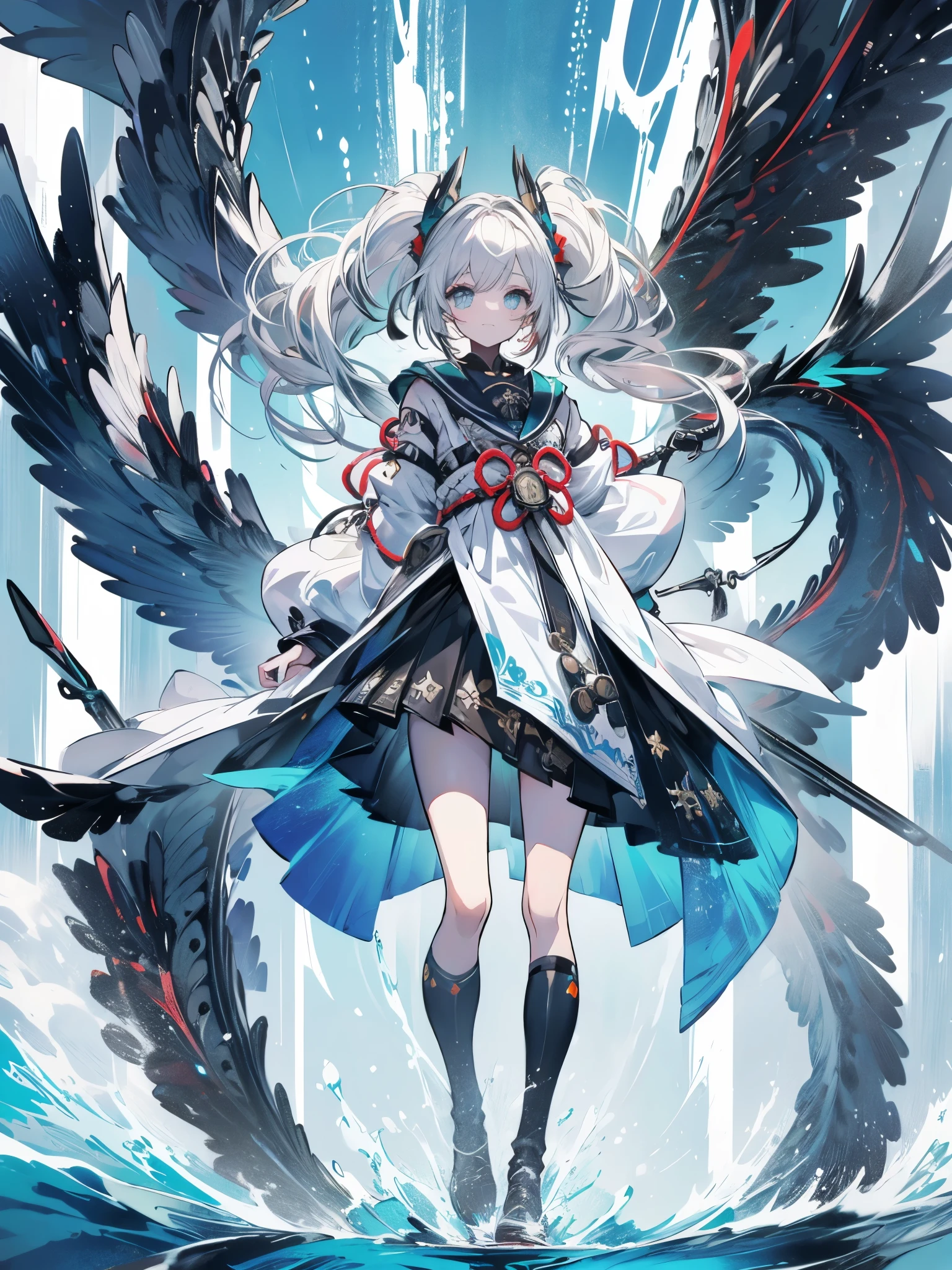 seios, Colossal, twin tails, cabelo prateado, Padre, lado, santo, Nojento
