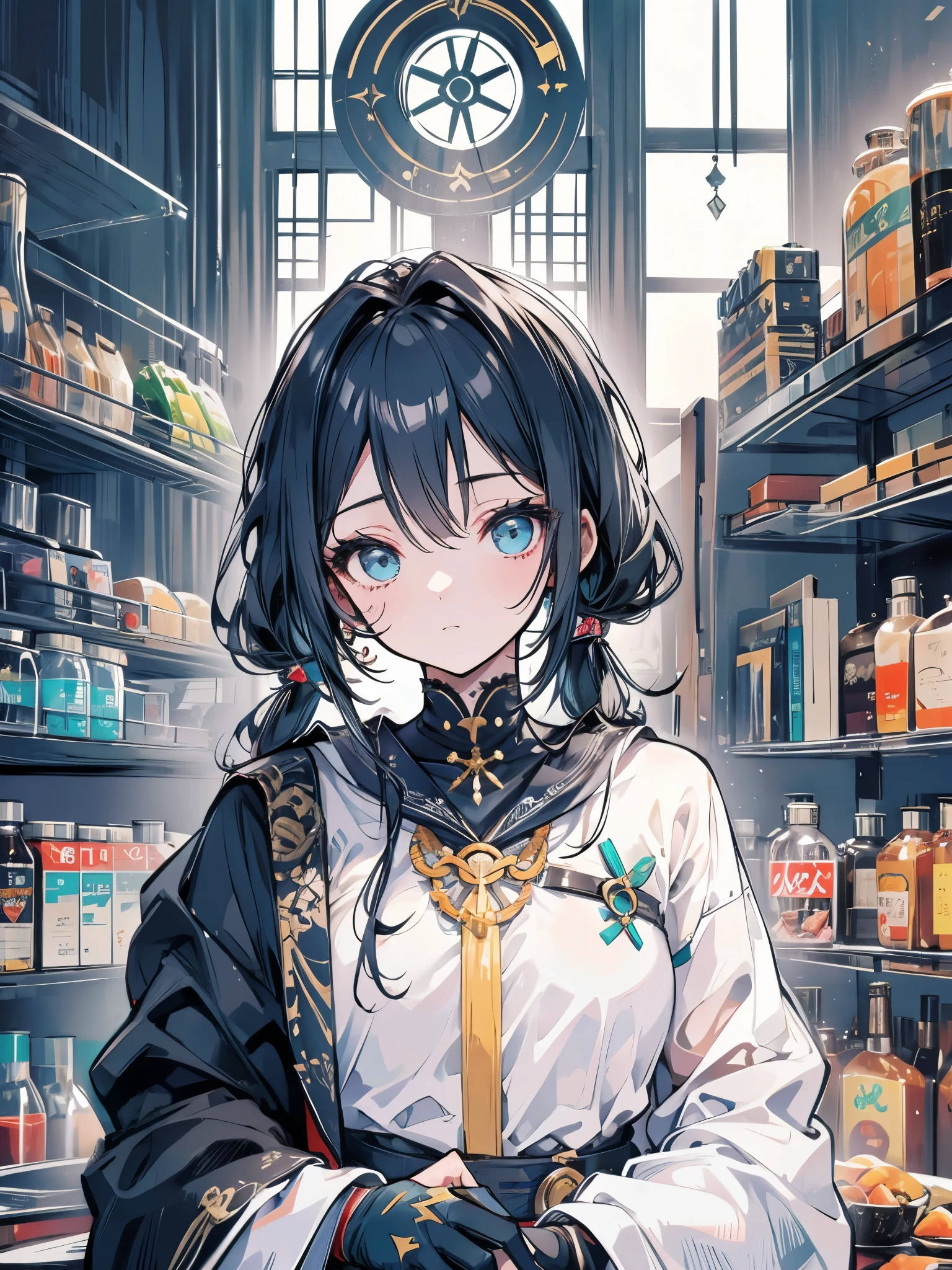 ,(((Adult male:1.3))),((half up half down hair:1.3)),(forehead mark),(NSFW:1.3),((Devil horns:1.2)),(Nihilistic smile:1.4),((blush、Excited face:1.2)),(low angle:1.5),((Bare legs:1.2)),((Sexy room:1.25)),((fortune teller:1.3))