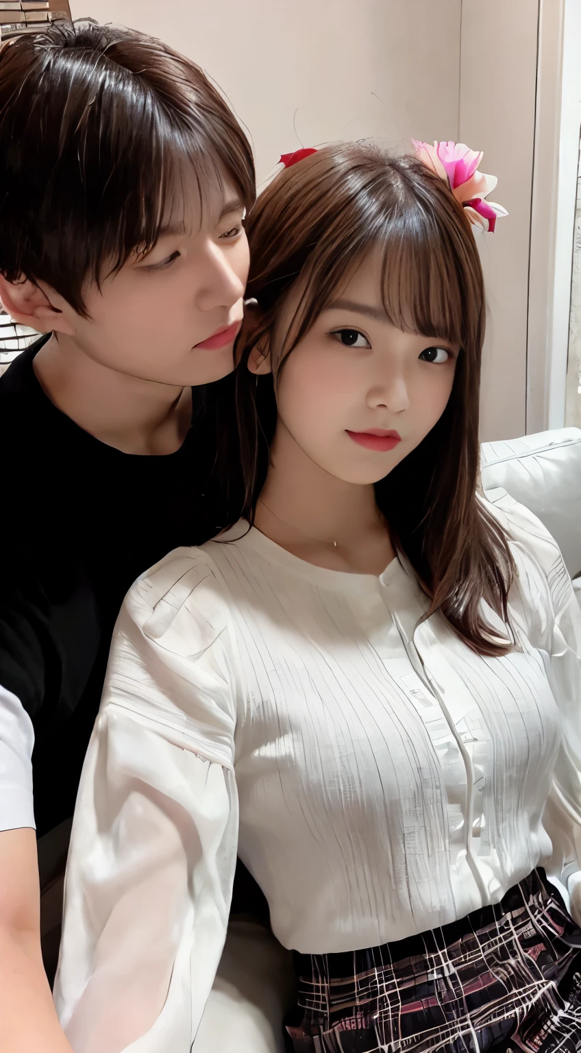 There are two people who are posing for a photo together, Cai Xukun, Ulzzang, Huang Yuxing e Aya Takano, Lovely couple, Yanjun Chengt, Xision Wu, foto de perfil, com hera, jia, pose de casal, Ruan Jia e Brom, Nixeu e Sakimichan, Sha Xi, com ela longa