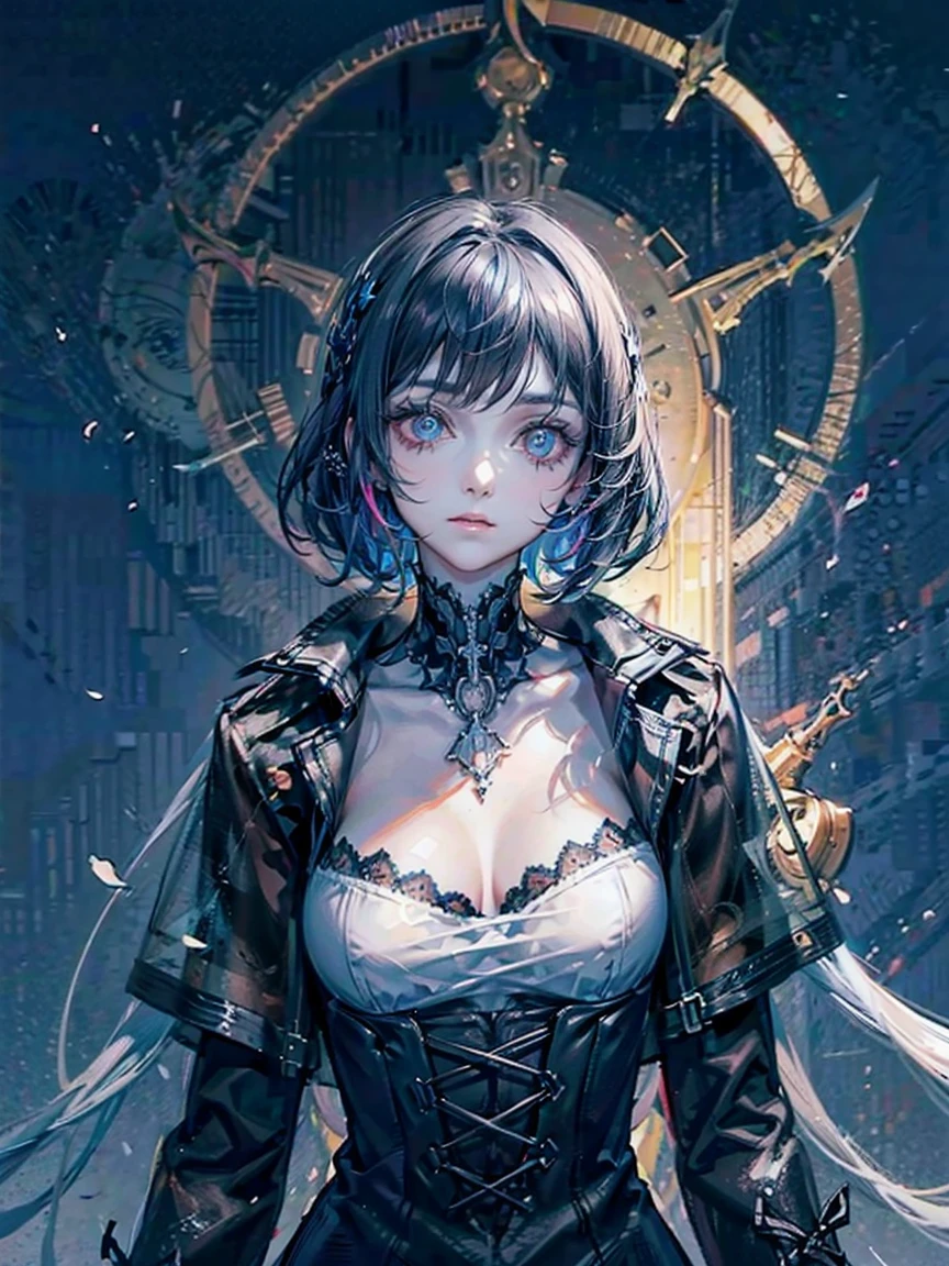 official art, unity 8k wallpaper, ultra detailed, beautiful and aesthetic, masterpiece, best quality, (zentangle, mandala, tangle, entangle), (fractal art:1.3) , 1girl, extremely detailed, dynamic angle, cowboyshot, the most beautiful form of chaos, elegant, a brutalist designed, vivid colours, romanticism, by james jean, roby dwi antono, ross tran, francis bacon, michal mraz, adrian ghenie, petra cortright, gerhard richter, takato yamamoto, ashley wood, atmospheric, ecstasy of musical notes, streaming musical notes visible