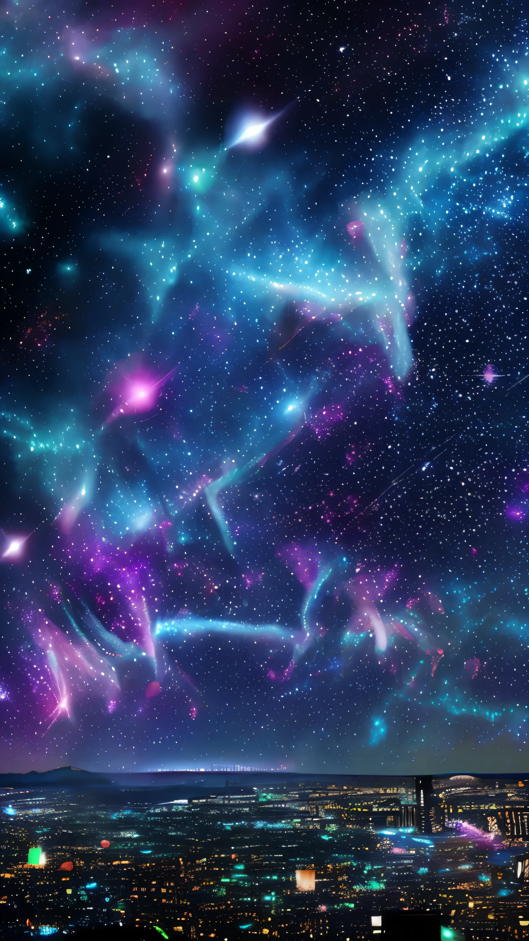 supernova　starry sky　Light　cityscape