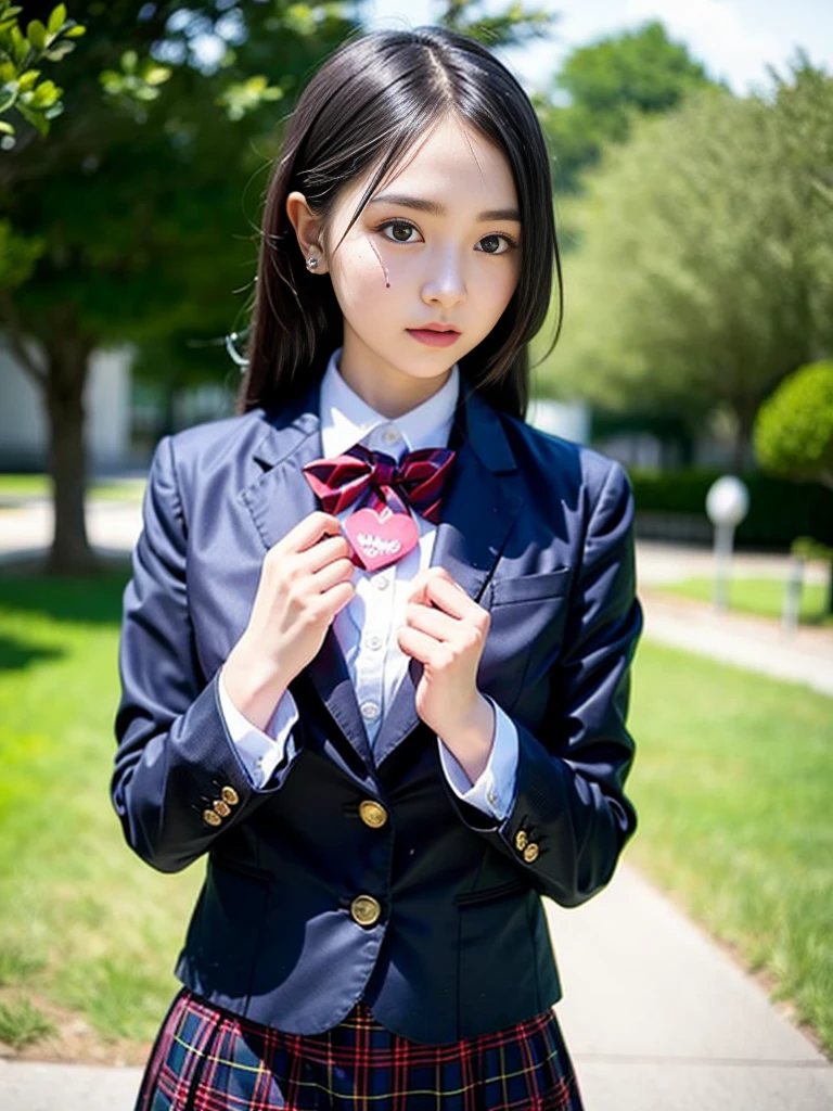 
(masterpiece, highest quality:1.4), award-winning portraits, 8K, 85mm, alone, beautiful face, delicate girl, , (dark navy blazer jacket), dark navy skirt, long sleeve, violaces, gardenia, grace, Sophisticated, cute, teen, looking at the viewer, 15 years old, Raw photo, disorganized, HDR, sharp focus, A bow tie, background bokeh、(((flat 、thin and delicate body、A childish atmosphere)))、Her shiny semi-long hair is tied up、hair swaying in the wind、Mole on the left cheek、large, round, dark blue eyes、full body、random pose、Run、sprinting、Skirt fluttering in the wind、Junior idol、Nogizaka Idol、widening skirt、jump、mole under eye、sexy