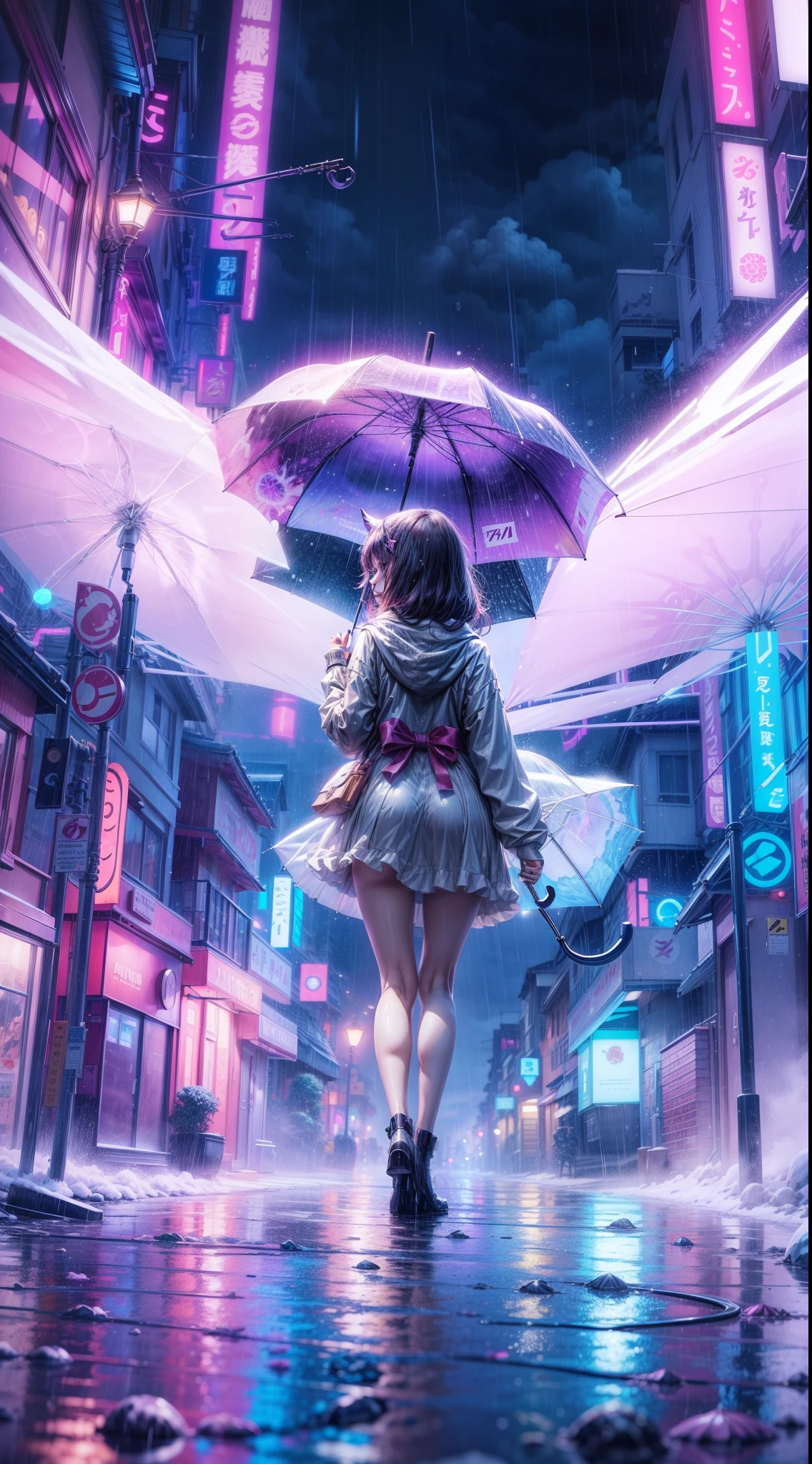 anime girl with umbrella in the rain, anime style 4 k, anime art wallpaper 8 k, anime art wallpaper 4k, anime art wallpaper 4 k, anime wallpaper 4 k, anime wallpaper 4k, 4k anime wallpaper, anime style. 8k, ultra hd anime wallpaper, anime style digital art, digital cyberpunk anime art, 4 k manga wallpaper