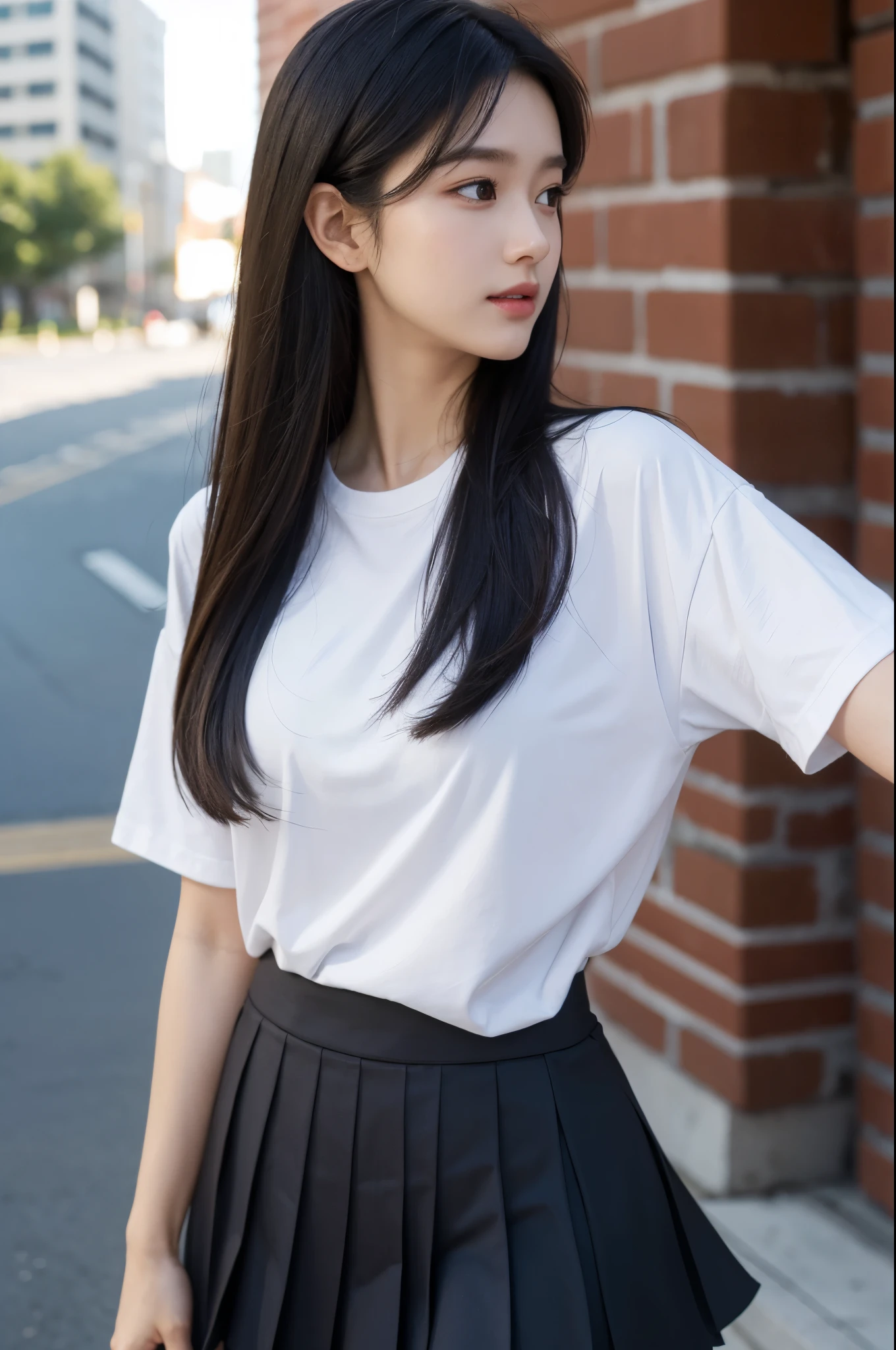 (masterpiece, highest quality:1.2), 8K, 12才のfull nudeの女の子, 85mm,Official AR RAW photo, スーパースリムなスレンダーbeautiful girl, (navy blue short skirt、下Half bodyfull nude、short sleeveの白シャツ、show me your ears、naked girl photo shoot、full nude, cute face, close, Half body, biolace, gardenia, beautiful girl, , thighs, short sleeve, station platform、 looking at the viewer, no makeup, (big smile), film grain, chromatic aberration, sharp focus, face light, clear lighting, Ten generations, detailed face, background bokeh, (dark red tie:1.1)、((((((12 year old girl))))))、((((((12才のfull nude女子高生)))))、thin waist、shy pose、shy and nervous girl、A badly torn white shirt、show right breast、