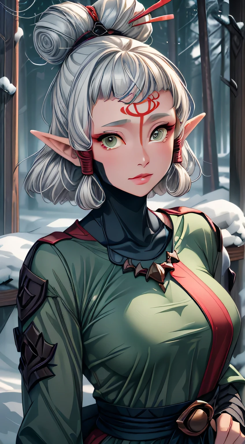 paya, cute elf,((anime elf with extremely cute and beautiful brown hair)), (((elf))), (((elf ears))),((((white hair:1.35,short brown hair,boy haircut,tny short haircut,colored inner hair,ear breathing)))),(((green_eyes:1.3))),intricate eyes,beautiful detailed eyes,symmetrical eyes,big eyes:1.5,(((lustrous skin:1.5,bright skin: 1.5,skin tanned,shiny skin,very shiny skin,shiny body,plastic glitter skin,exaggerated shiny skin,illuminated skin))),(detailed body,(detailed face)), cute,slutty,erotic,daring,((nsfw)), (((intricate outfit,intricate clothes,embroidered outfit,ornate outfit,embroidered clothes,ornate clothes))), (dynamic pose:1.0),happy,smile,(centered,scale to fit dimensions,Rule of thirds), ((snowy pine forest at night)), with dark stormy clouds,winter,scenery:1.25,((snow forest background)),Christmas tree, highres,sharp focus,(ultra detailed,extremely detailed),(photorealistic artwork:1.37),(extremely detailed CG unity 8k wallpaper),(((vibrant colors,vibrant theme))),(intricate),(masterpiece),(best quality), lying down, lying on back, on back, sleeping
