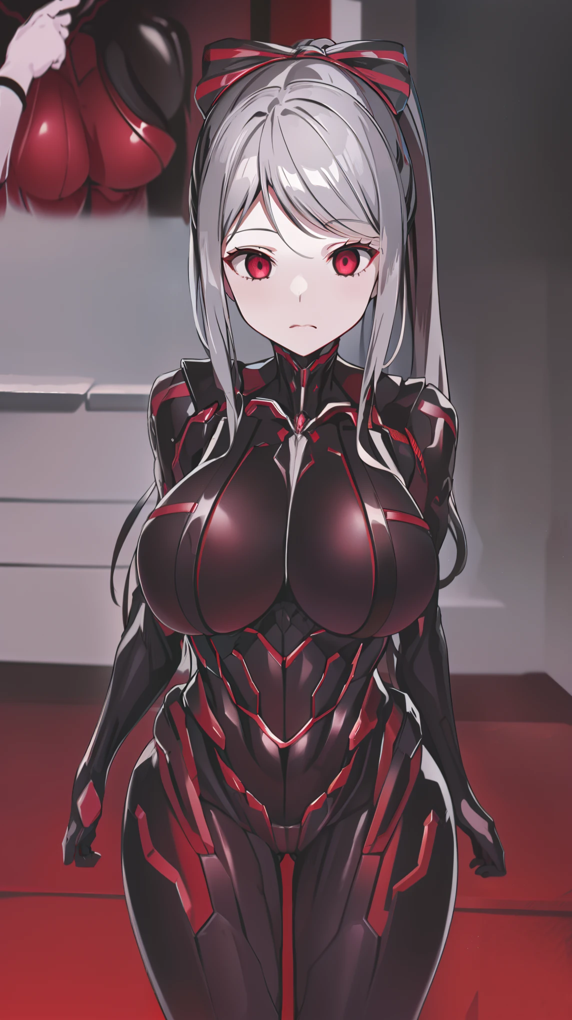 1 girl, Shalltear Bloodfallen,(Overload),((huge breasts 1.5)), Shining crimson eyes,absurd, brainwashing,empty eyes, mind control device,((No expression,erasure of emotions)), (black nano suit) , full body figure,(standing in メカnical box:1.5),  (highest quality、4k、8K、High resolution、must have:1.2)、Super detailed、(reality、reality的なです、reality的な:1.37)、ticker、hyper hd、studio lighting、ultra definition paint、sharp focus、Physically based rendering、extreme details、Professional specifications、vibrancy and color、blurry、sports portrait、landscape、horror style、anime big breasts、SF、photograph、concept artist、five fingers, perfect body,  {{{masterpiece}}}, {{{highest quality}}}, {{Super detailed}}, {shape}, {{very delicate and beautiful}},Improved cost performance、all roles、Canon 5D MK4でphotograph、photograph, 