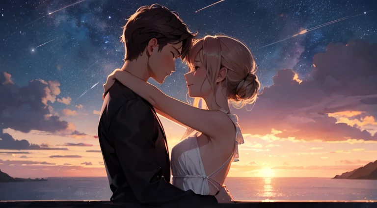 As the sun set in the west,
We knew our love was the best,
For in each other's arms we lay,
As the stars came out to play.