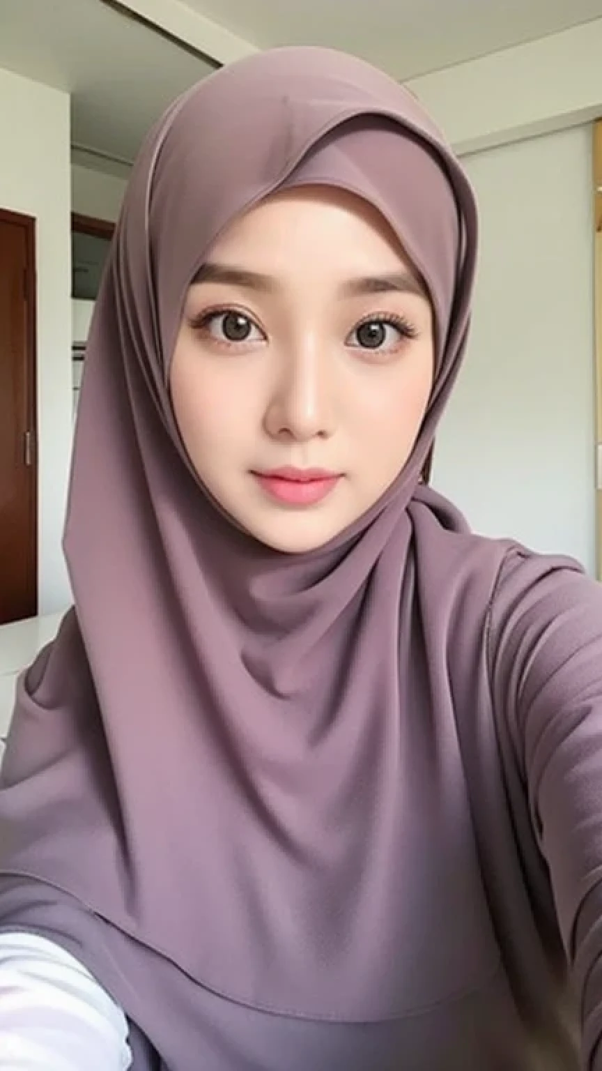 Beautuful Women、hijab, indonesian, a room、selfee、White Room、The face is cute、Vanrak Ayyans appears、1 girl, stylish