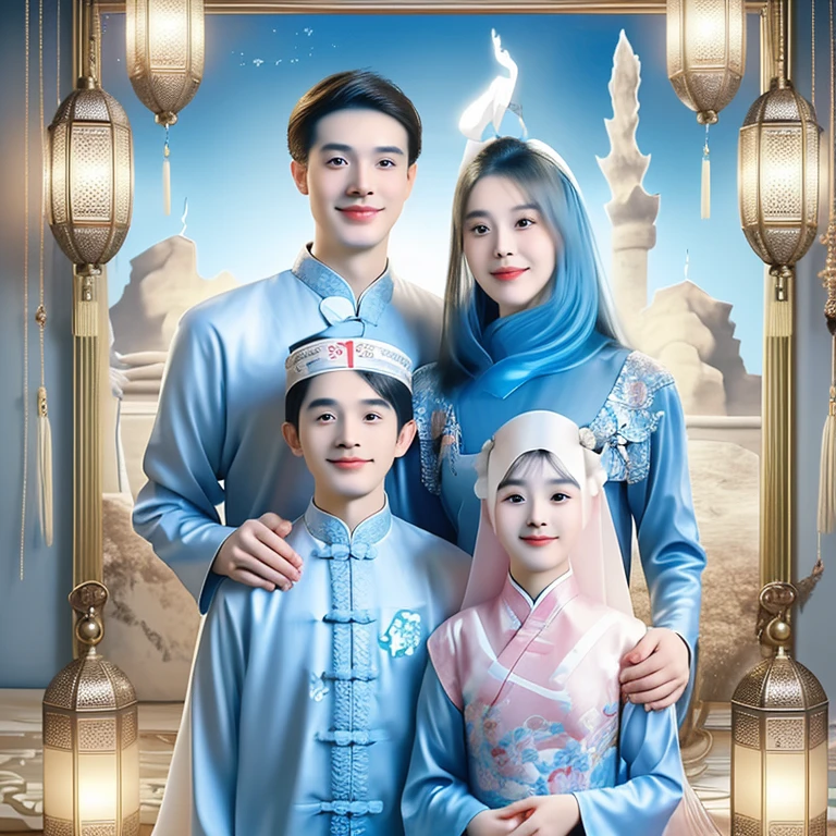 (A couple, beautiful girl and boy), big watery eyes, looking at each other, smiling and wearing white clothes, delicate hair, an ancient Chinese beauty and Handsome guy, wearing ancient Chinese clothing, flowing tulle, light silk,(clean background), ink painting style, clean color, decisive cutting, blank, freehand, masterpiece, super detailed, epic composition, high quality, the highest quality, 4k