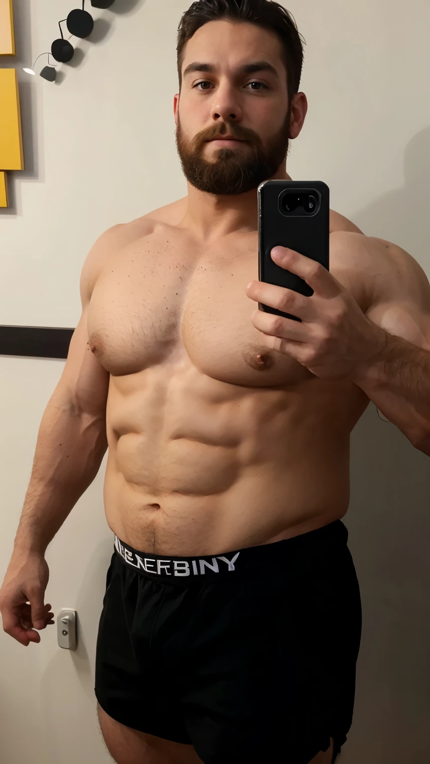 Muscular bodybuilder bearded beefy