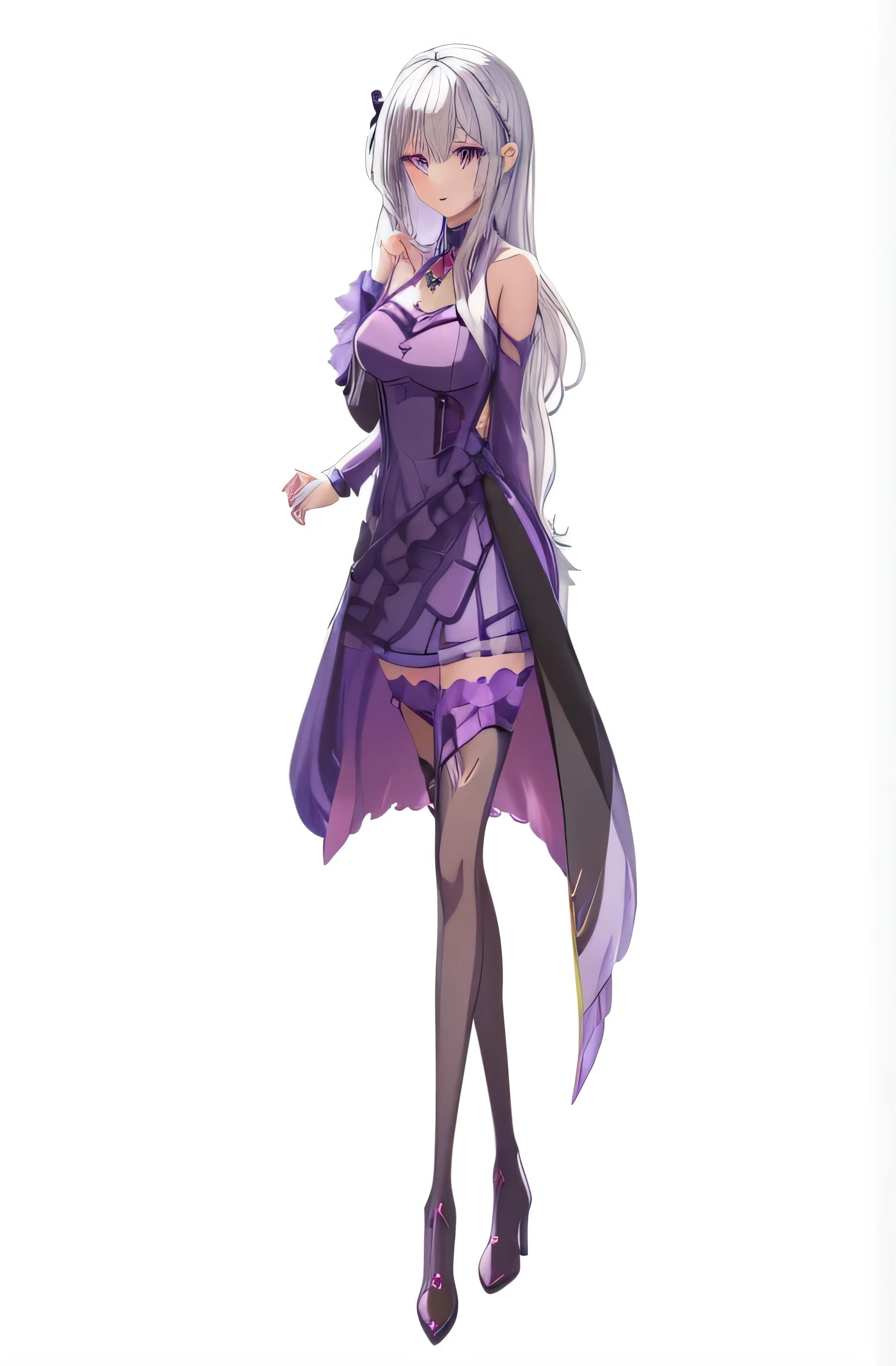 Cartoon image of a woman in a purple dress and black boots,  in a dress, Cute anime wife in a nice dress, Anime VTuber full body model, Anime full body illustration, April rendering, one character whole body, gothic otome anime girl, visual novel sprites, !!full body portrait!!, official character art, whole body shangxia