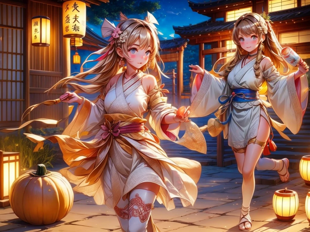 drink the sake in the gourd、A girl who gets drunk and starts dancing、villagers looking at it