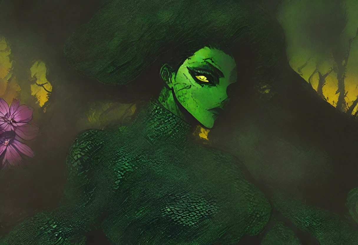 Professional portrait of a eerie woman in a black mourning dress clutches, a yellow chicken sprouted tentacles in her hands, hard light, high contrast, horror movie theme, dark atmosphere