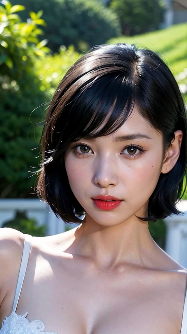 Shoulderless Dress、1 girl、(full body esbian)、(stiletto heels)、(short hair:1.1)、(realistic:1.7)、((highest quality))、absurd、(超A high resolution)、(Photoreal:1.6)、Photoreal、octane rendering、(hyper realistic:1.2)、(realistic face:1.2)、(8K)、(4k)、(masterpiece)、(realistic skin texture)、(enlightenment、movie lighting、wallpaper)、(beautiful eyes:1.2)、(perfect face)、(cute)、(standing)、(laughter:0.9)、(black haired)、(hair length)、(hair length)、black eye、red lips、(outside the house)、