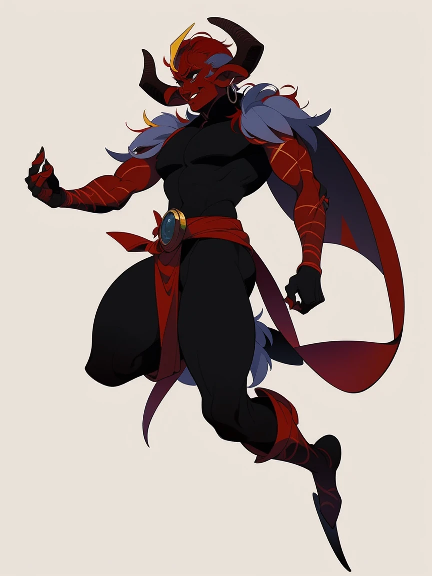 ((((1 man)))) Adopt the concept of the character,Beautiful , tiefling, horns, red skin, draw up., whole body