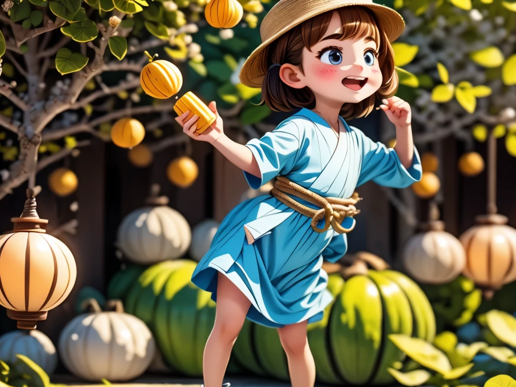 drink the sake in the gourd、A girl who gets drunk and starts dancing、villagers looking at it