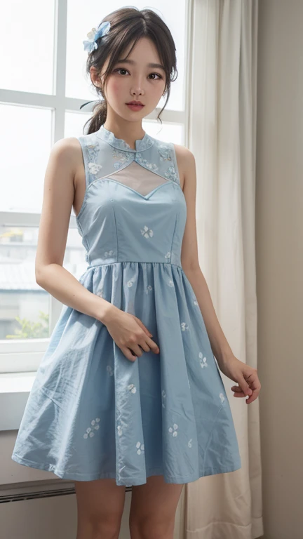 dress light blue thin flower pattern